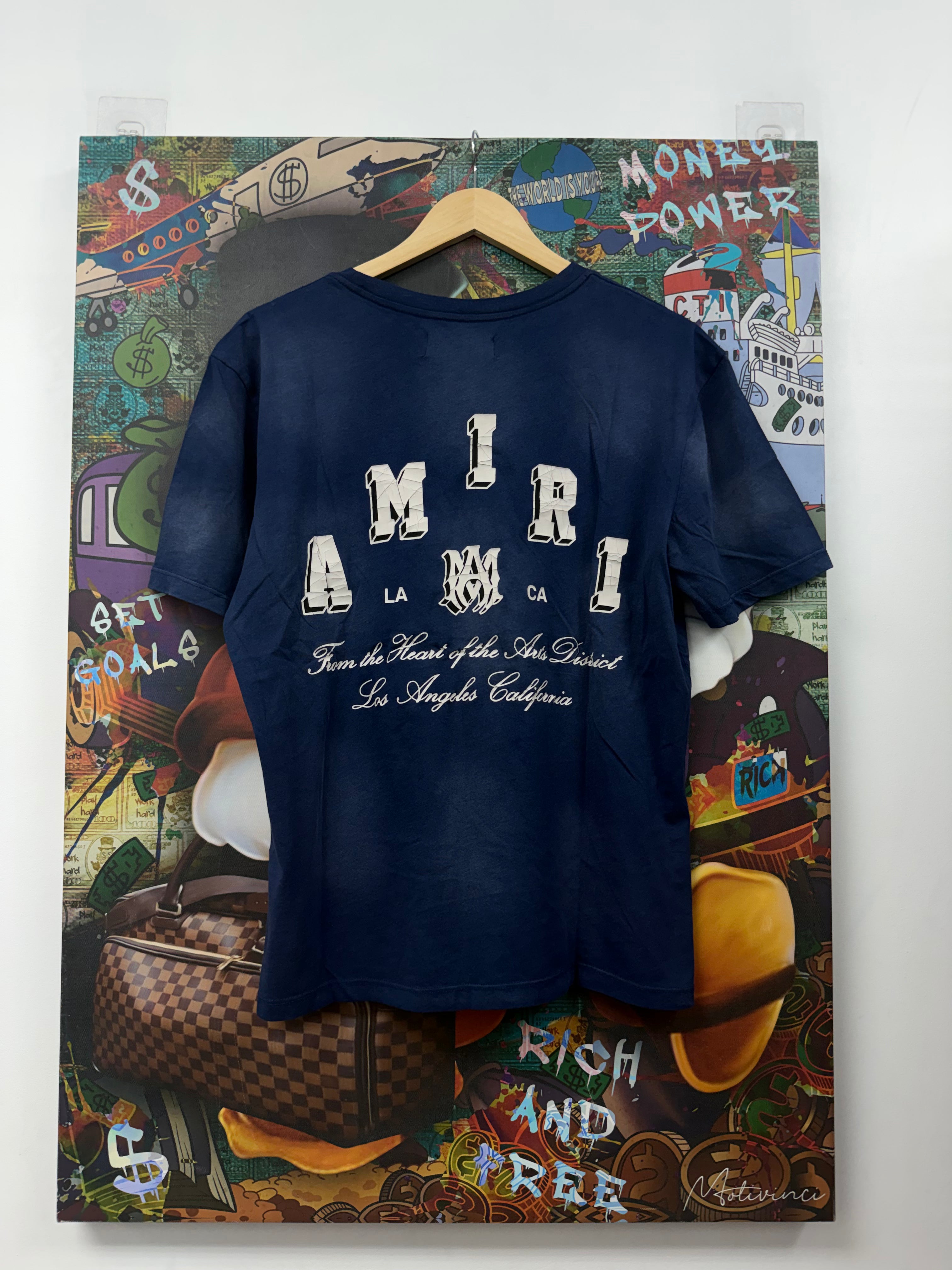 Amiri Navy Collegiate Tee