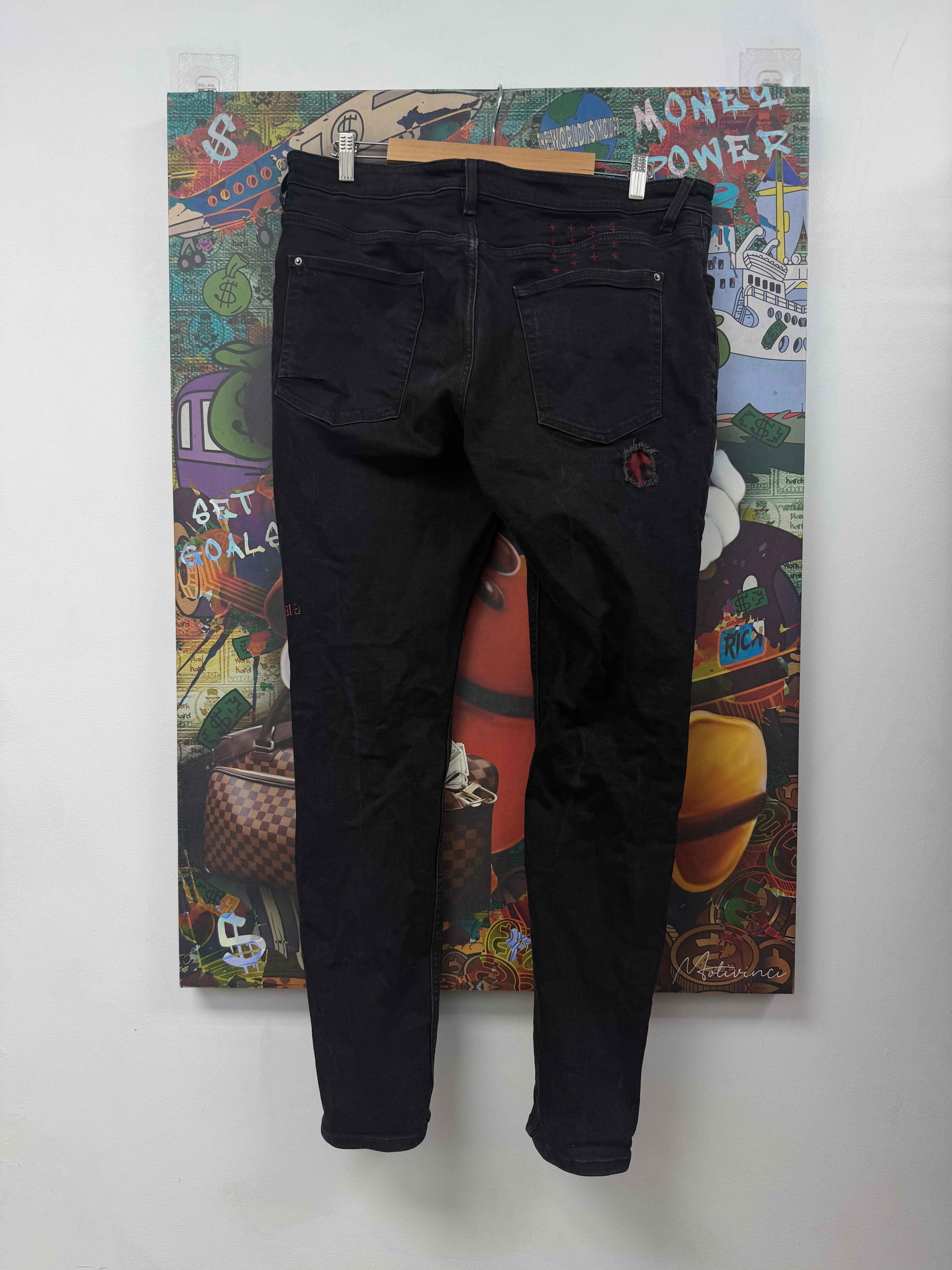 Ksubi Black Plain  Red Rips Jeans