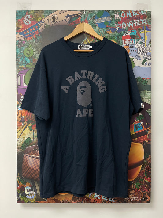 Bape Navy Grey Ape Head Tee Used