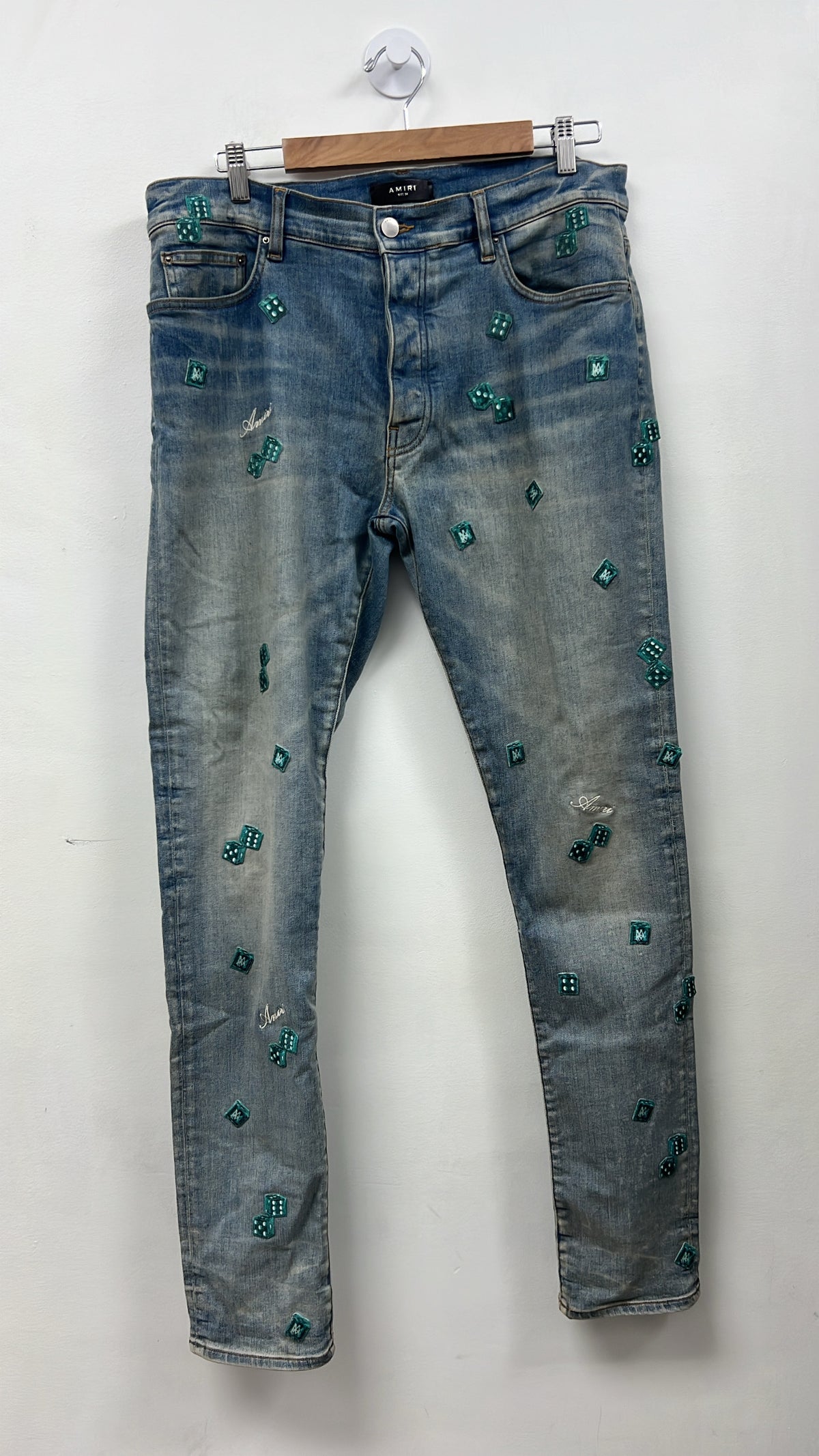 Amiri Light Wash Dice Jeans