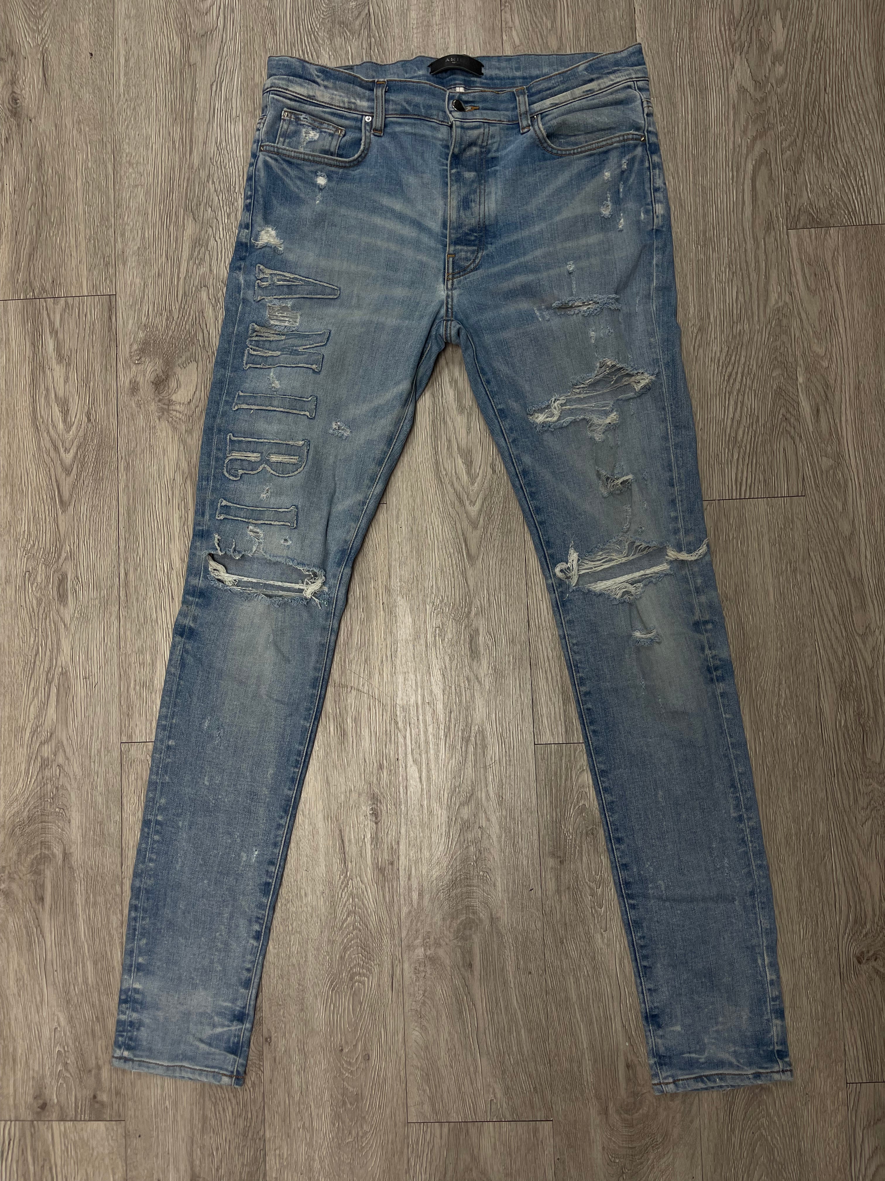 Amiri Light Wash Denim Side Logo Jeans