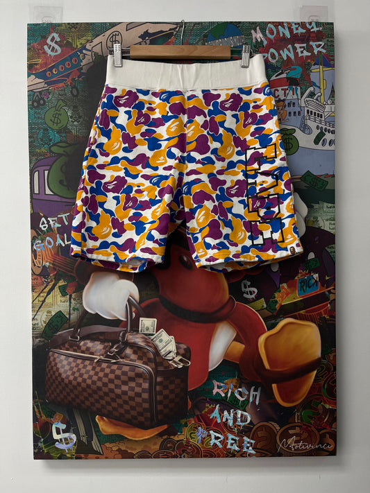 Bape Orange Blue Purple Shorts  Used