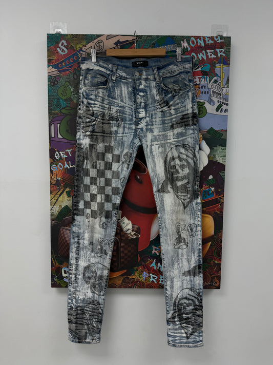 Amiri Checkered Wes Lang Jeans  Used 34 N/A