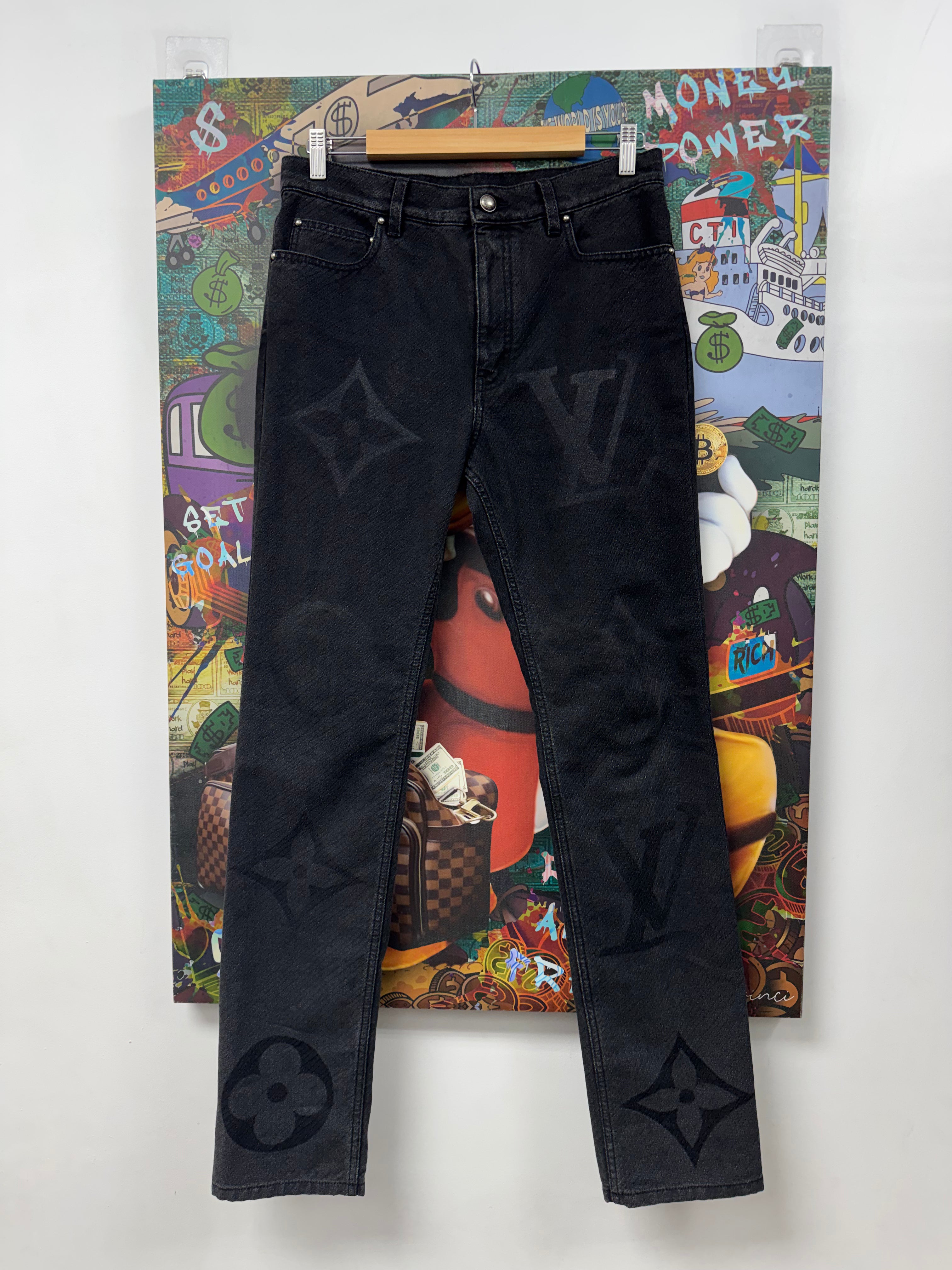 Louis Vuitton Black Washed Gradient Monogram Jeans