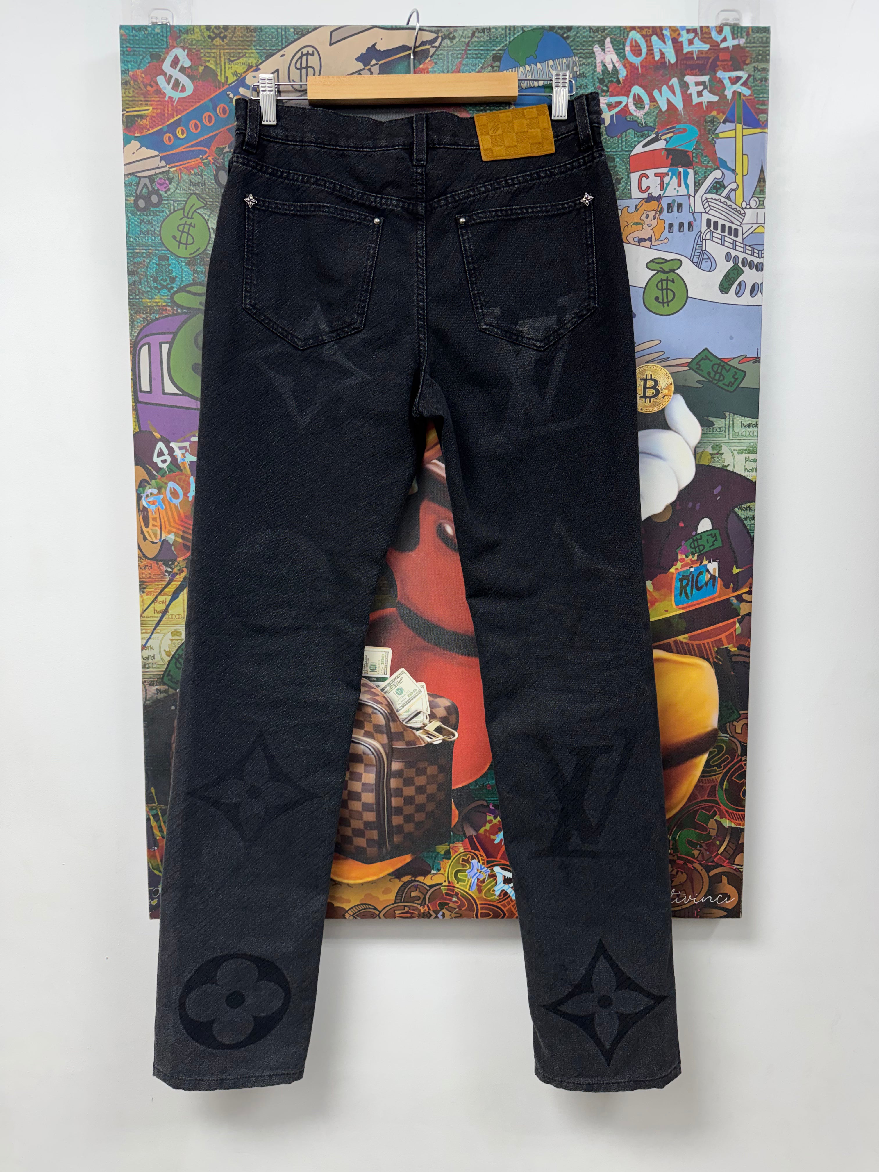 Louis Vuitton Black Washed Gradient Monogram Jeans