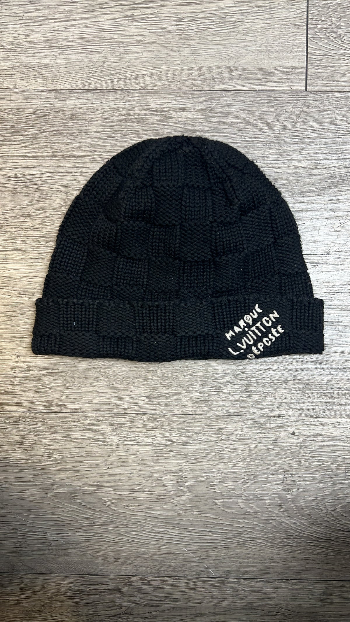 Louis Vuitton Black Damier Marque Beanie