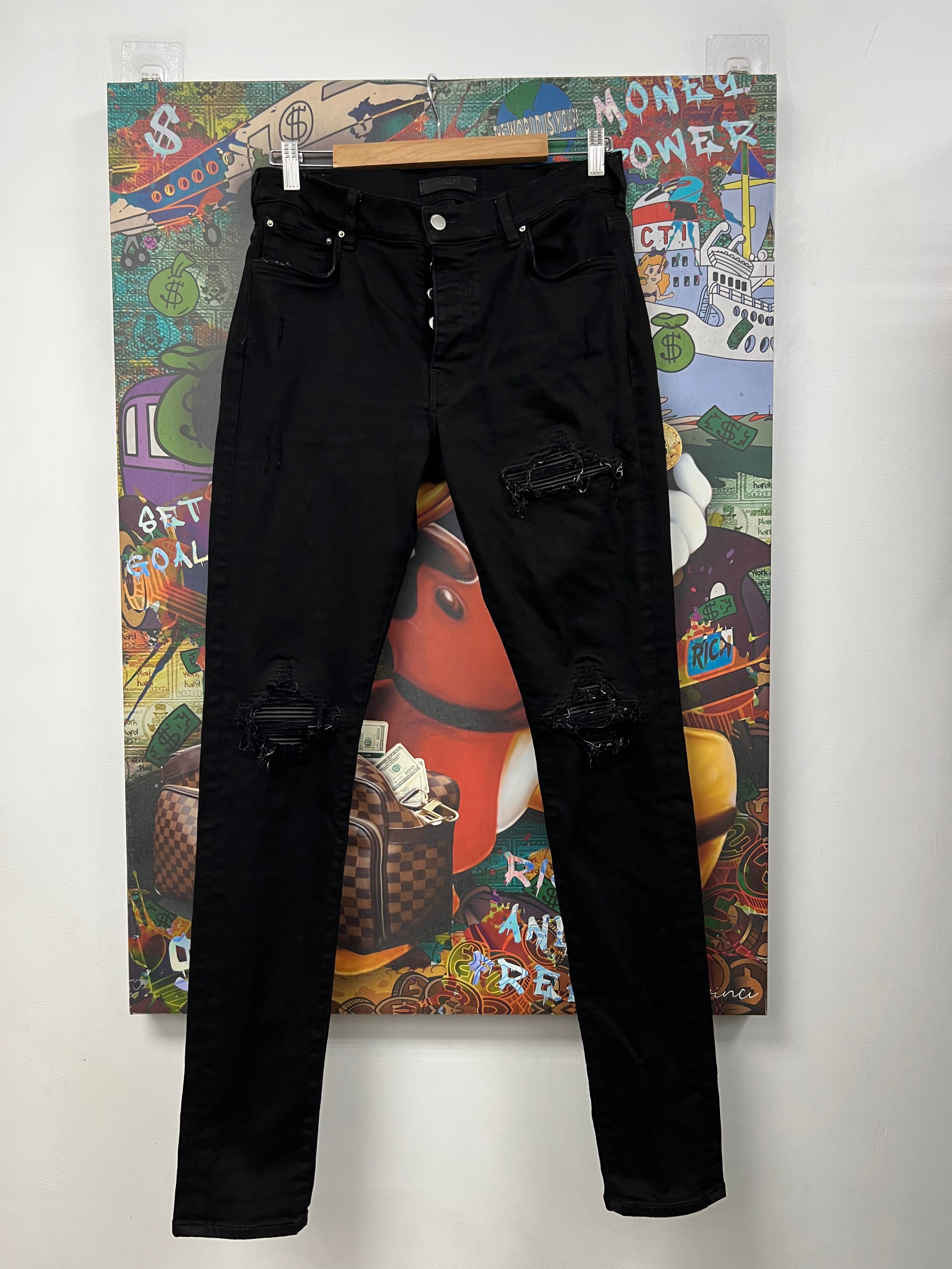 Amiri Mx1 Black Black Patch Jeans