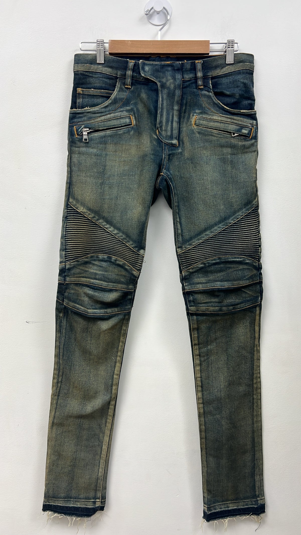 Balmain Vintage Wash Biker Jeans