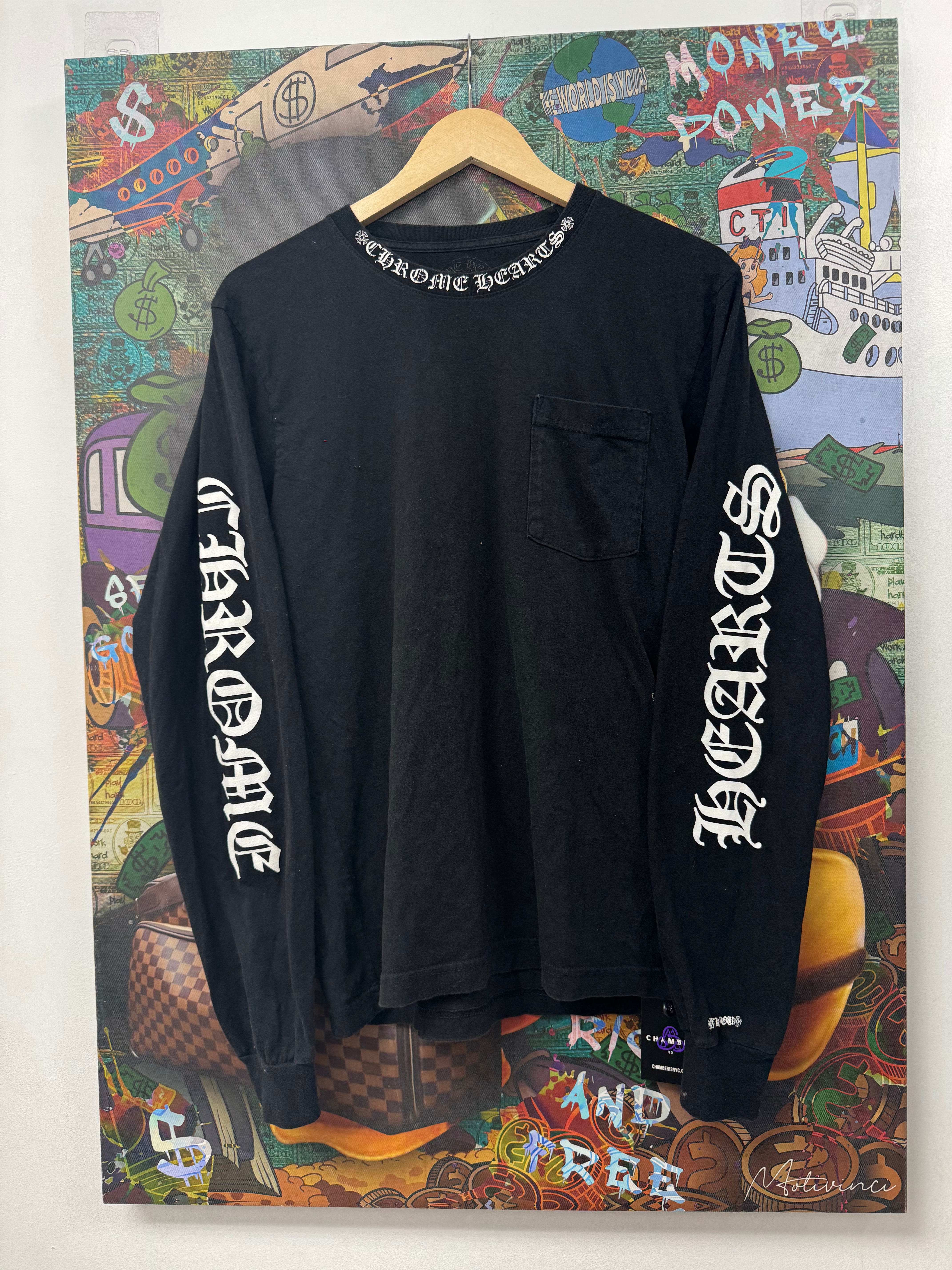 Chrome Hearts Black White Neck Logo Long Sleeve