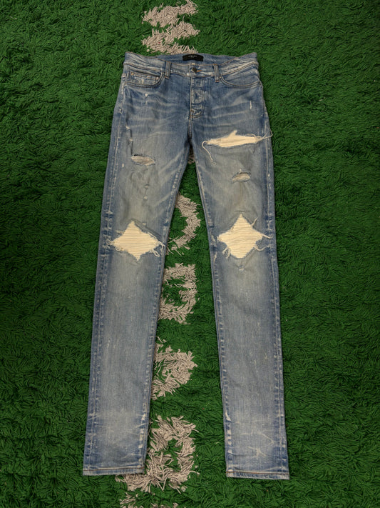 Amiri MX1 Light Wash White Patch Used 32