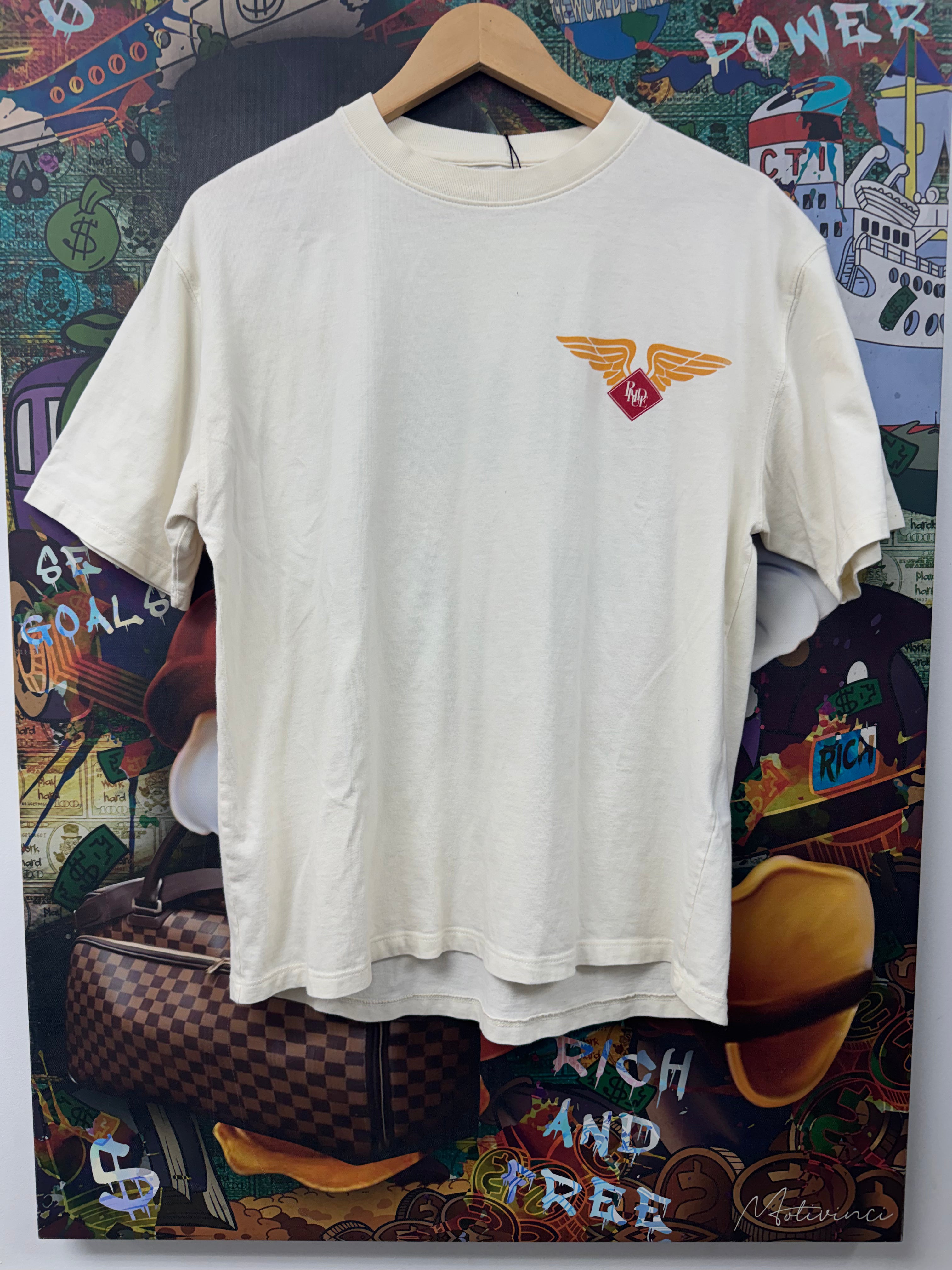 Rhude Cream Blue Eagle Chest Tee