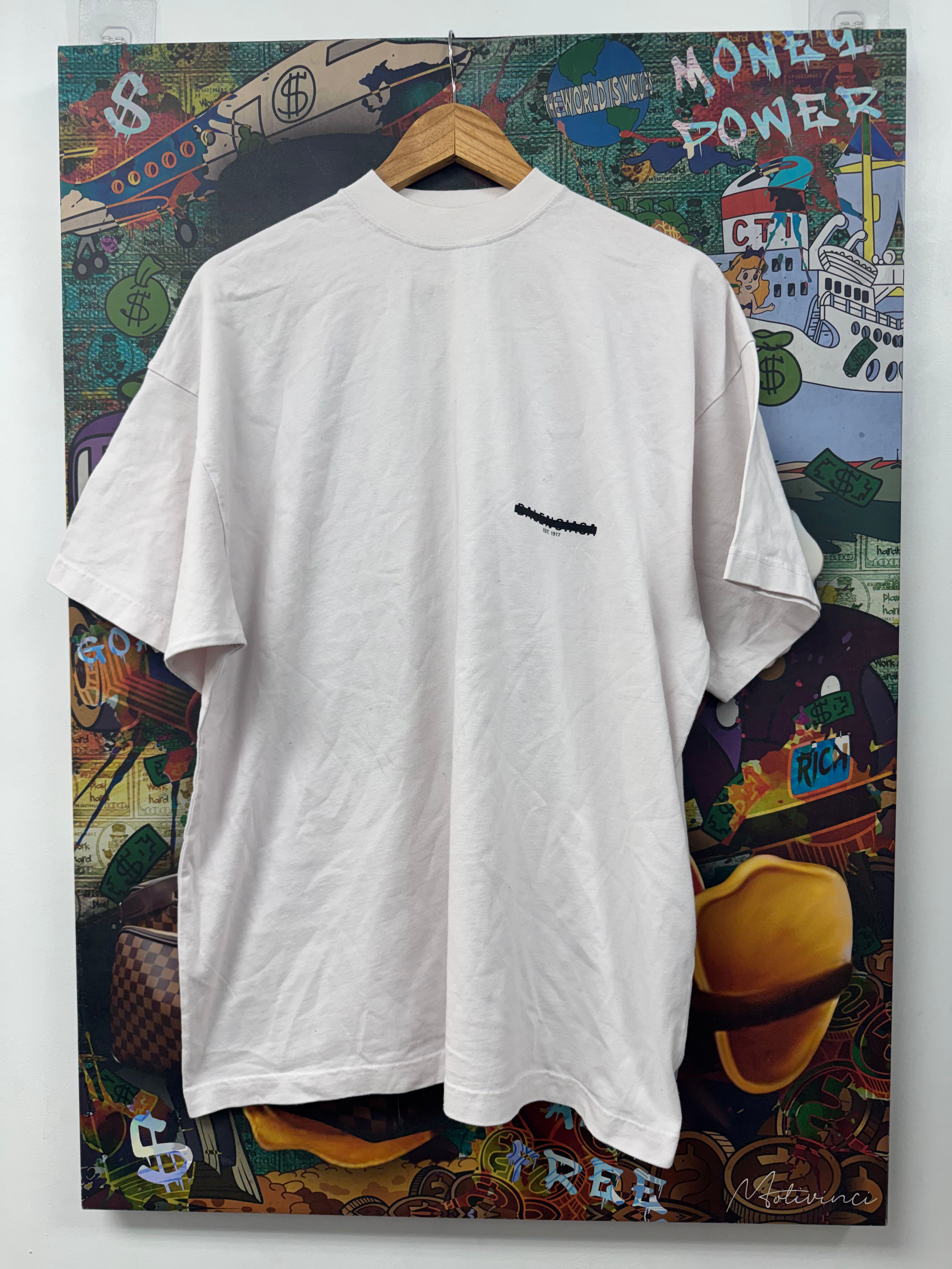 Balenciaga Pink Black Strike Logo Tee