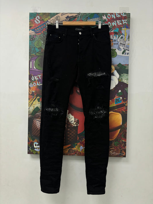 Amiri MX1 Black Paisley Patch Used 36