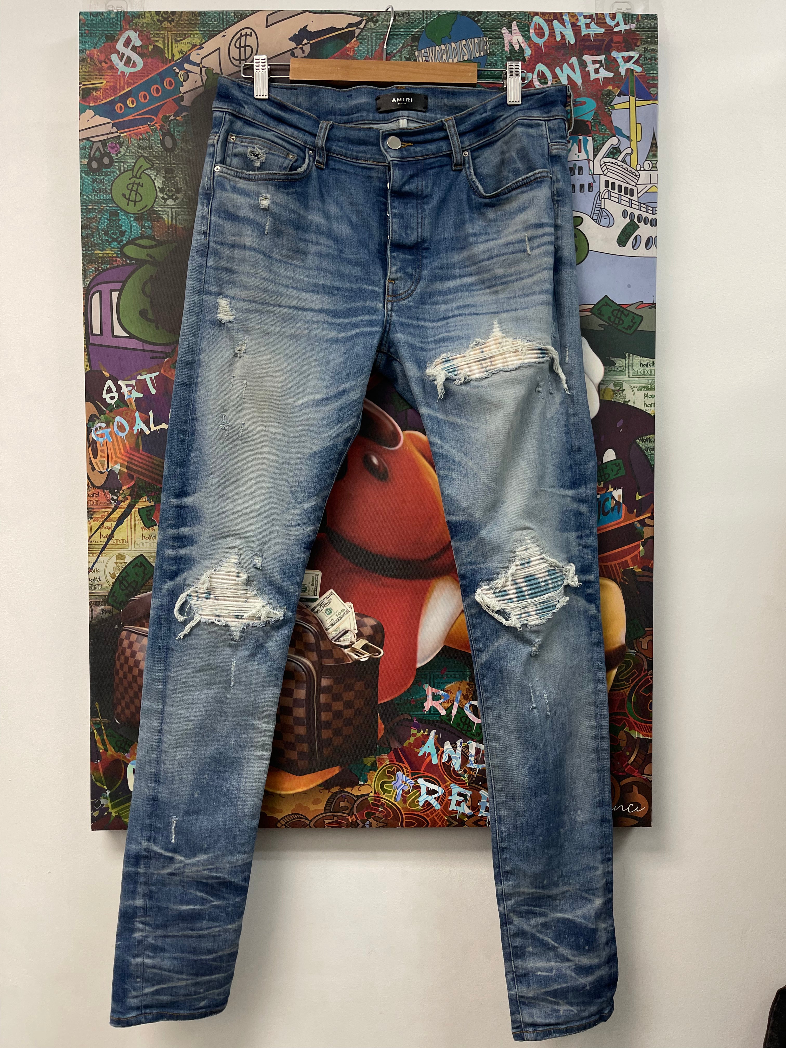 Amiri Light Wash Honeycomb Patch MX1 Jeans