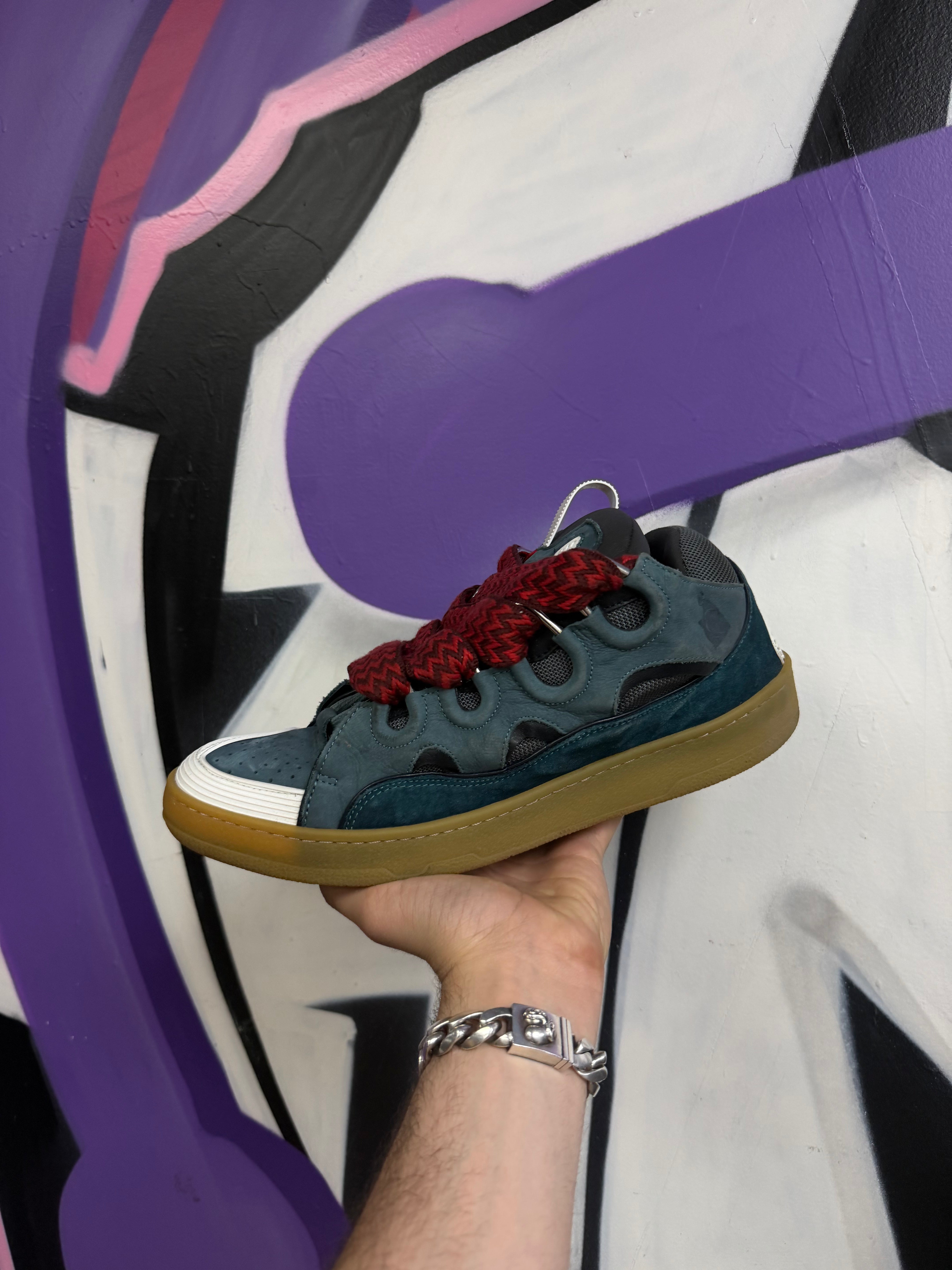 Lanvin Blue Red Curb Sneakers