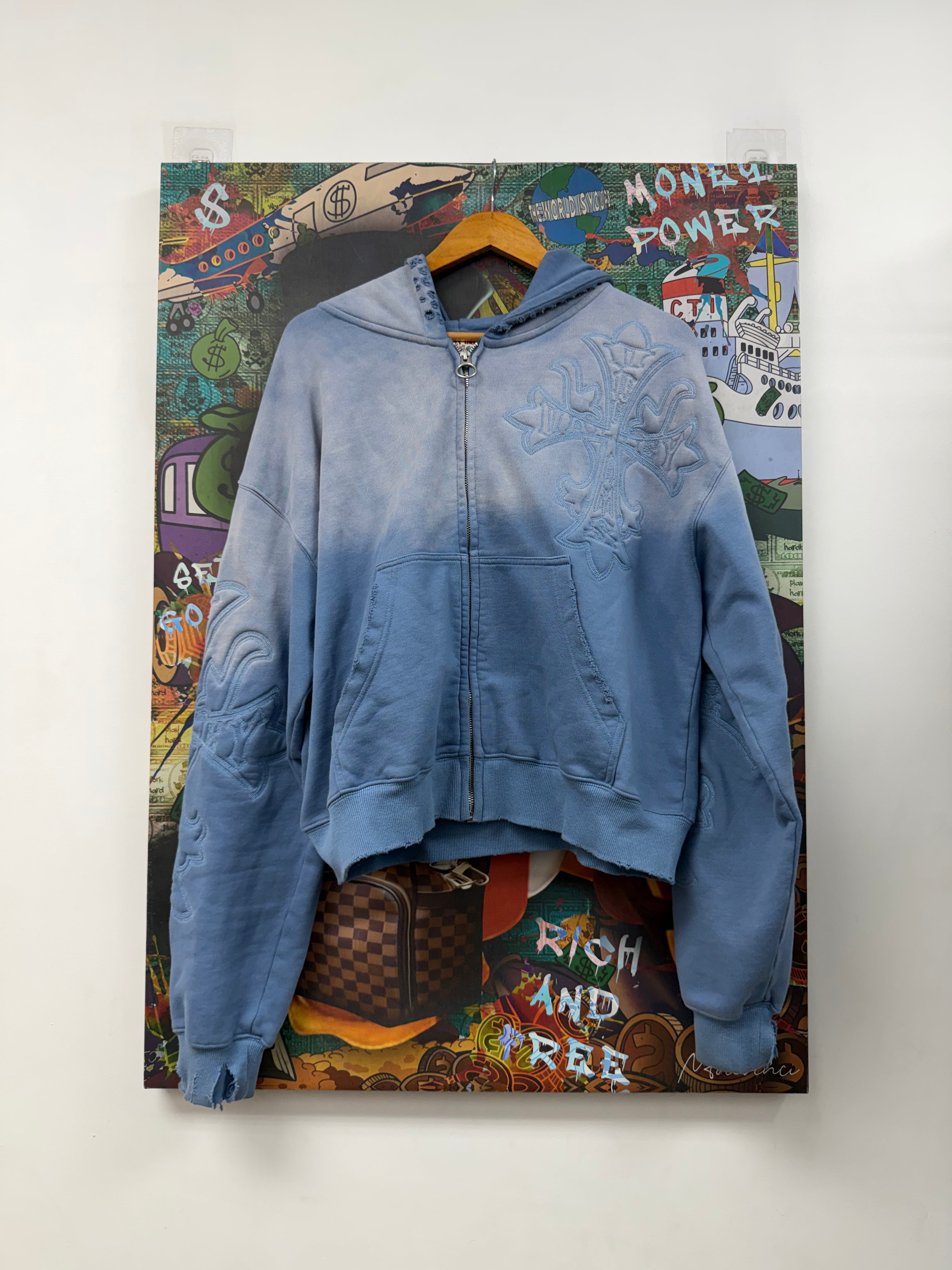 Vale Blue Carver Zip Up Hoodie