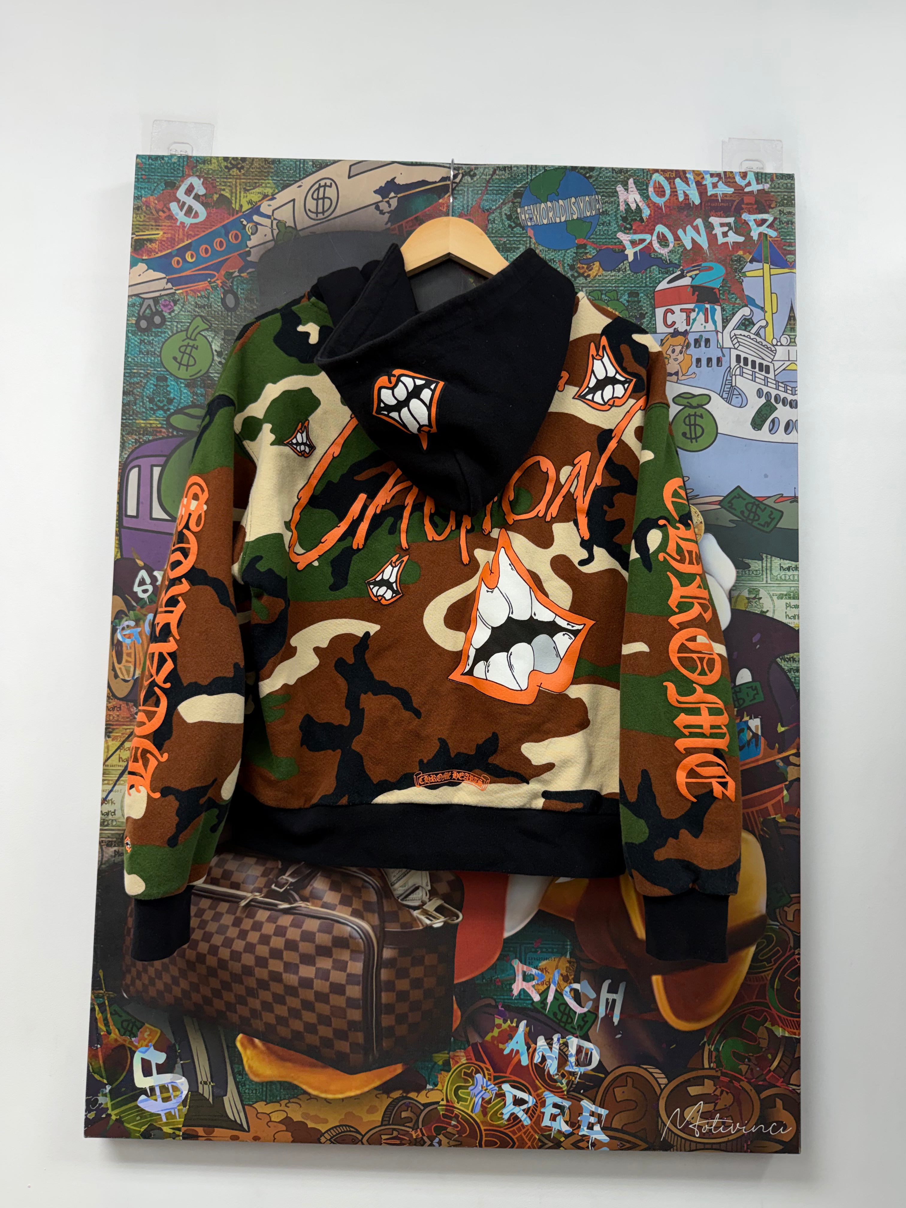 Chrome Hearts Matty Boy Camo Caution Thermal Zip Up Hoodie