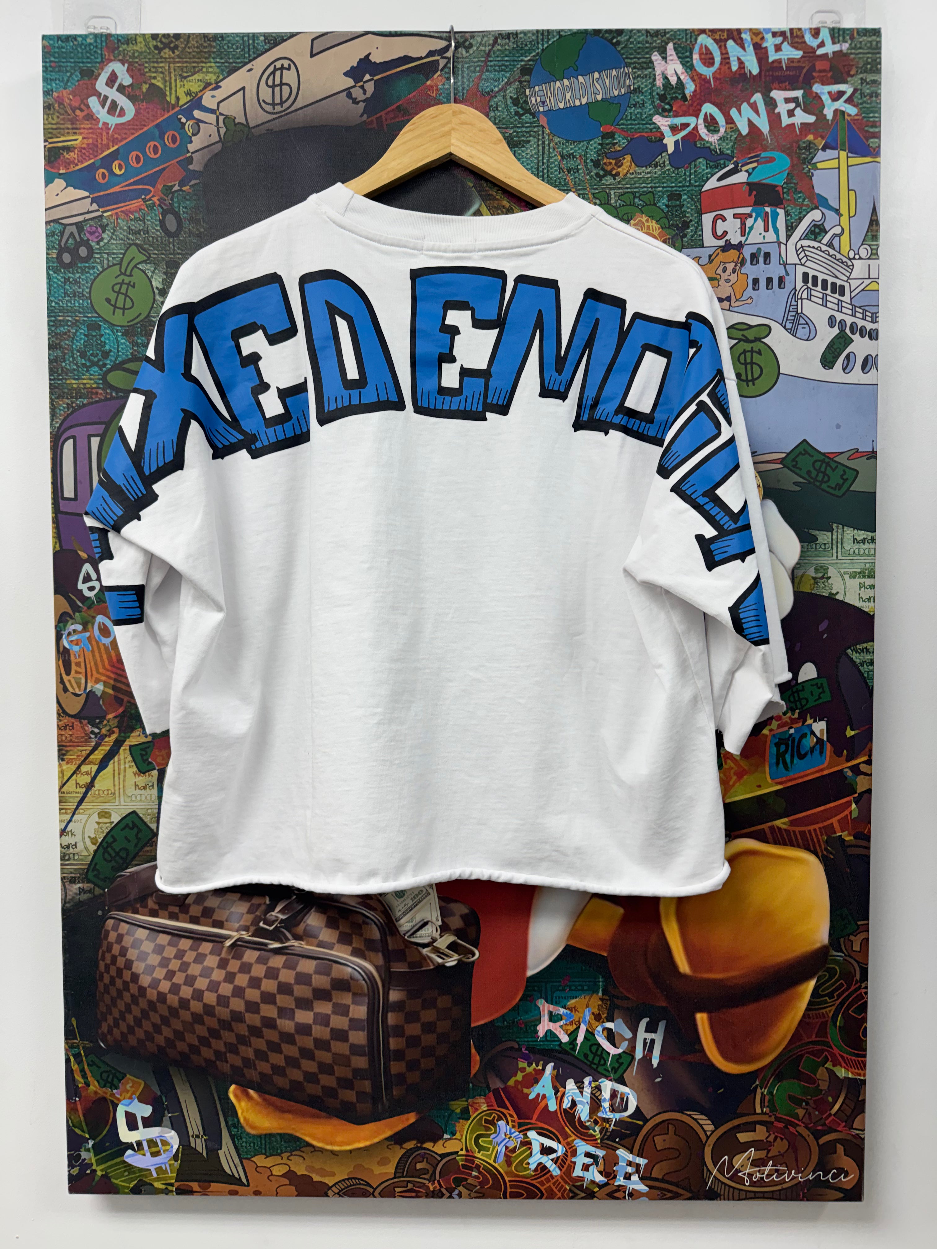 Mixed Emotions White Blue Monster Tee