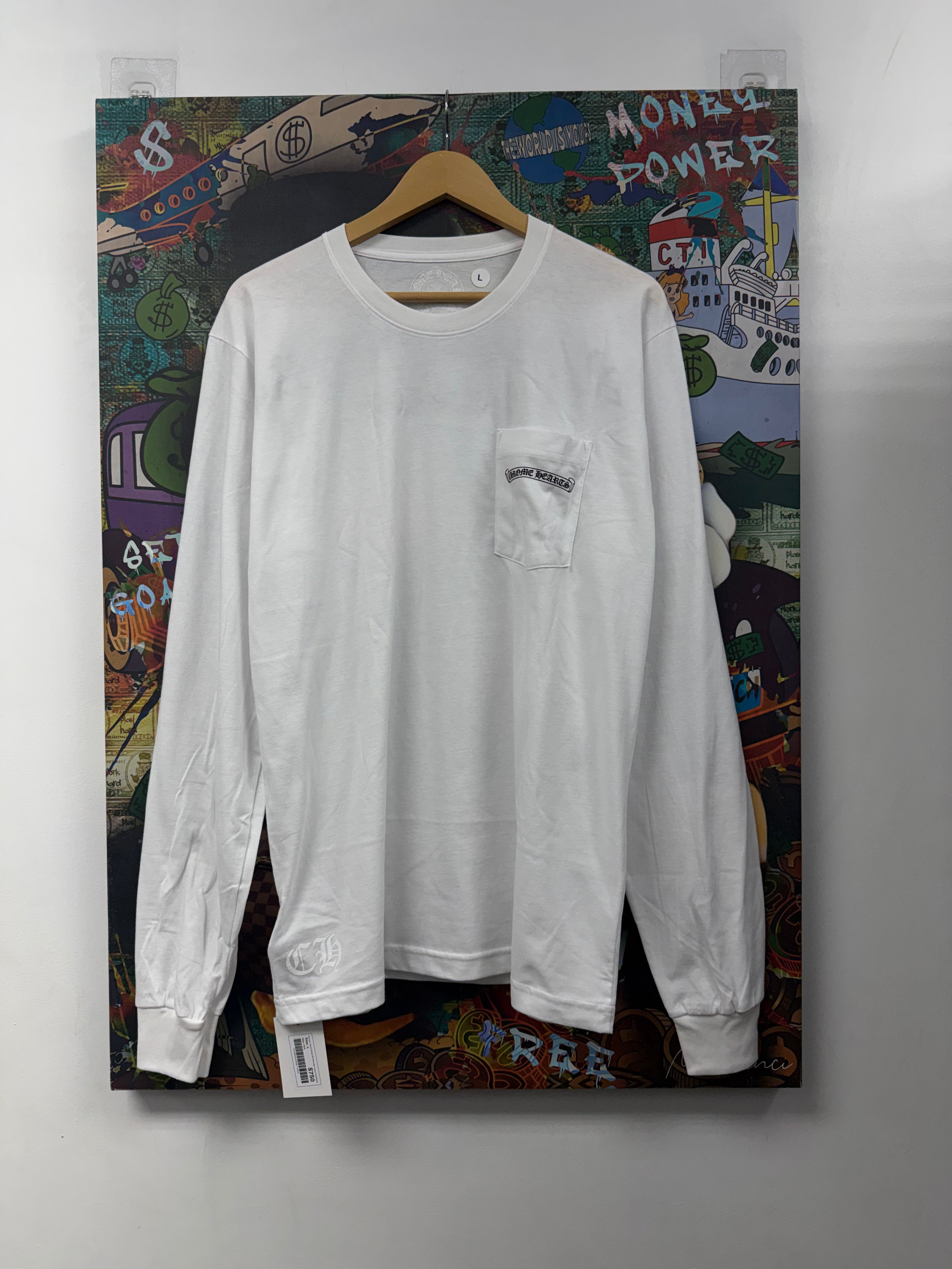Chrome  Hearts White USA Shoulder Logo Long Sleeve