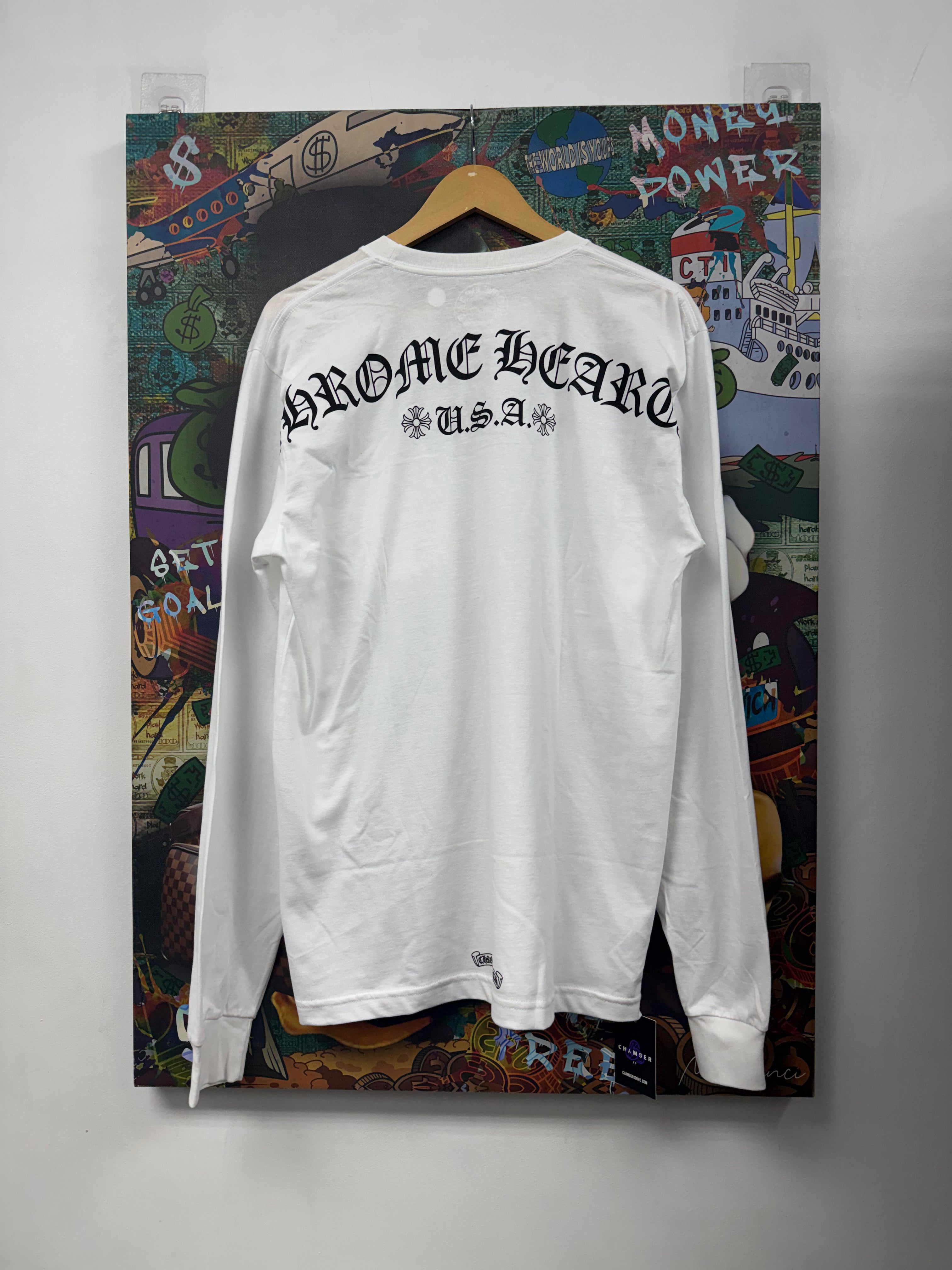Chrome  Hearts White USA Shoulder Logo Long Sleeve