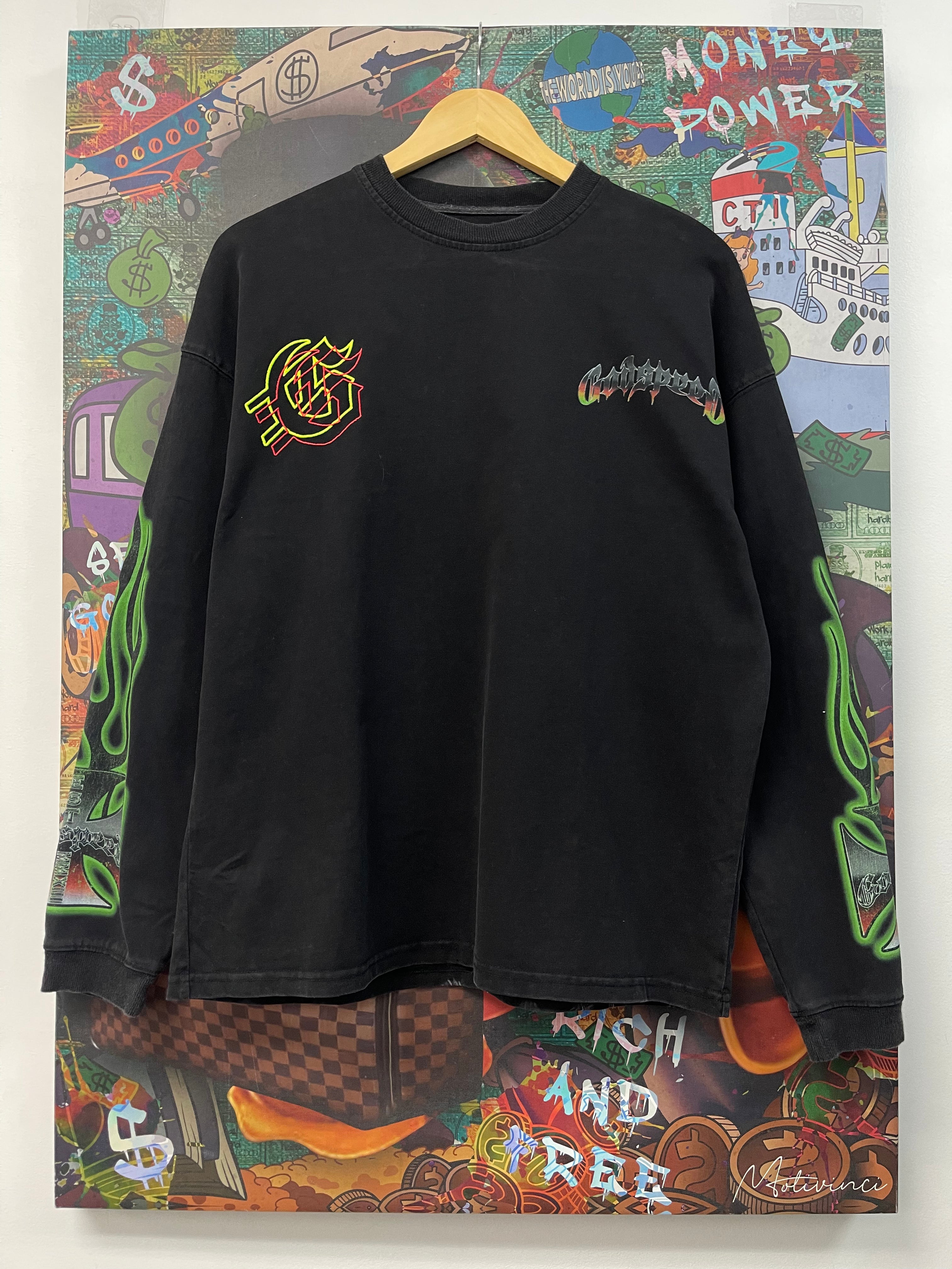 Godspeed 'Biker Nation' Black Wash LS Tee