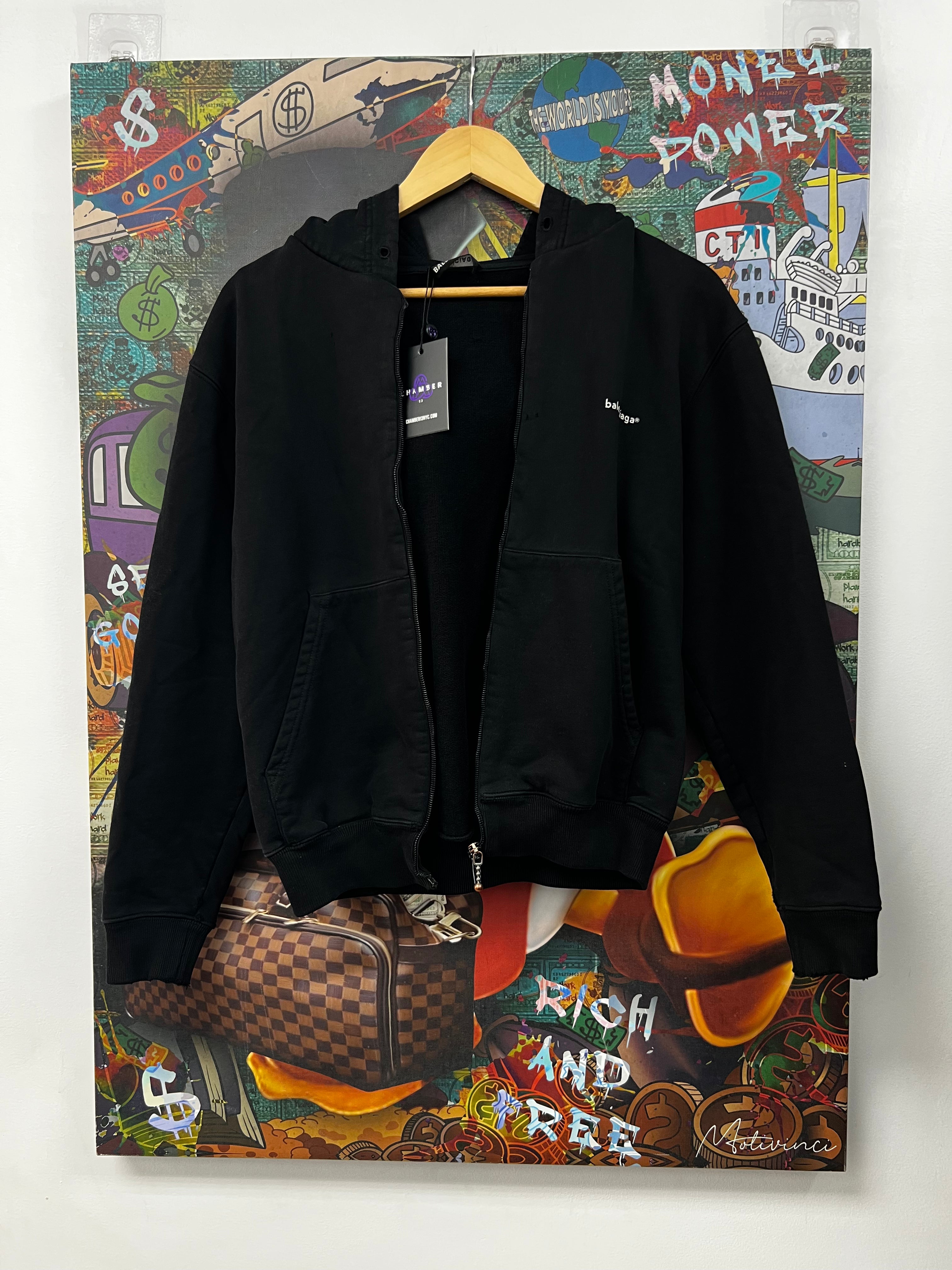 Balenciaga Black Trademark Logo Zip Up