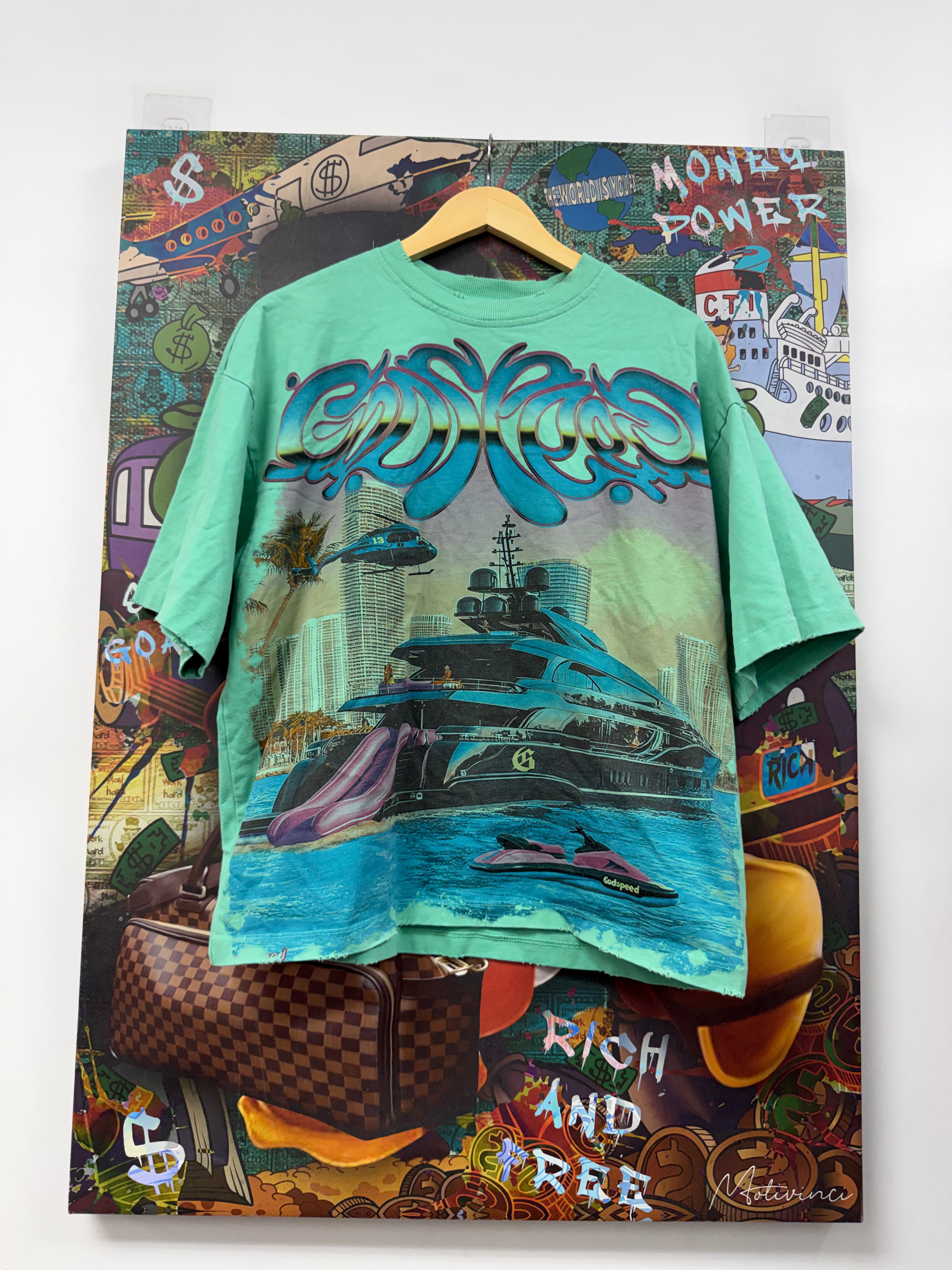 Godspeed Teal Miami Boat Tee
