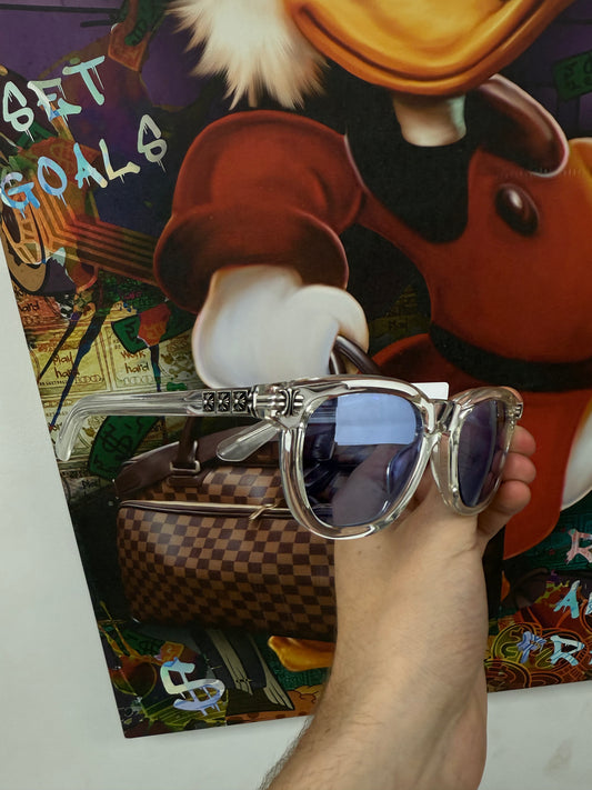 Chrome Hearts Smoke Snow Clear Blue Glasses Used OS With Box