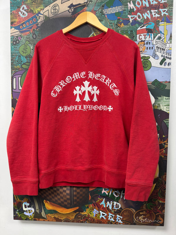 Chrome Hearts Red White King Taco Crewneck