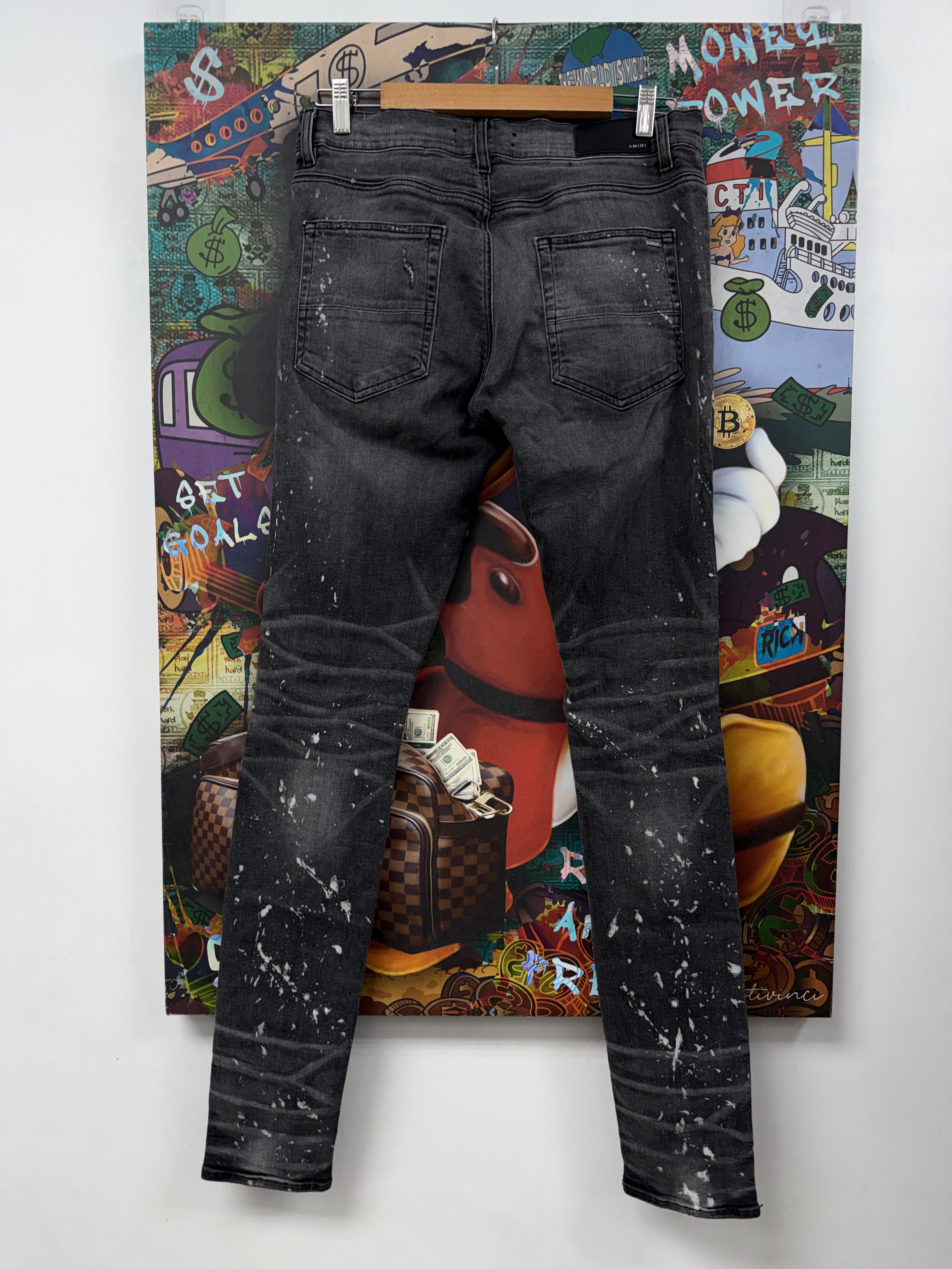 Amiri Grey Plain Rip Jeans