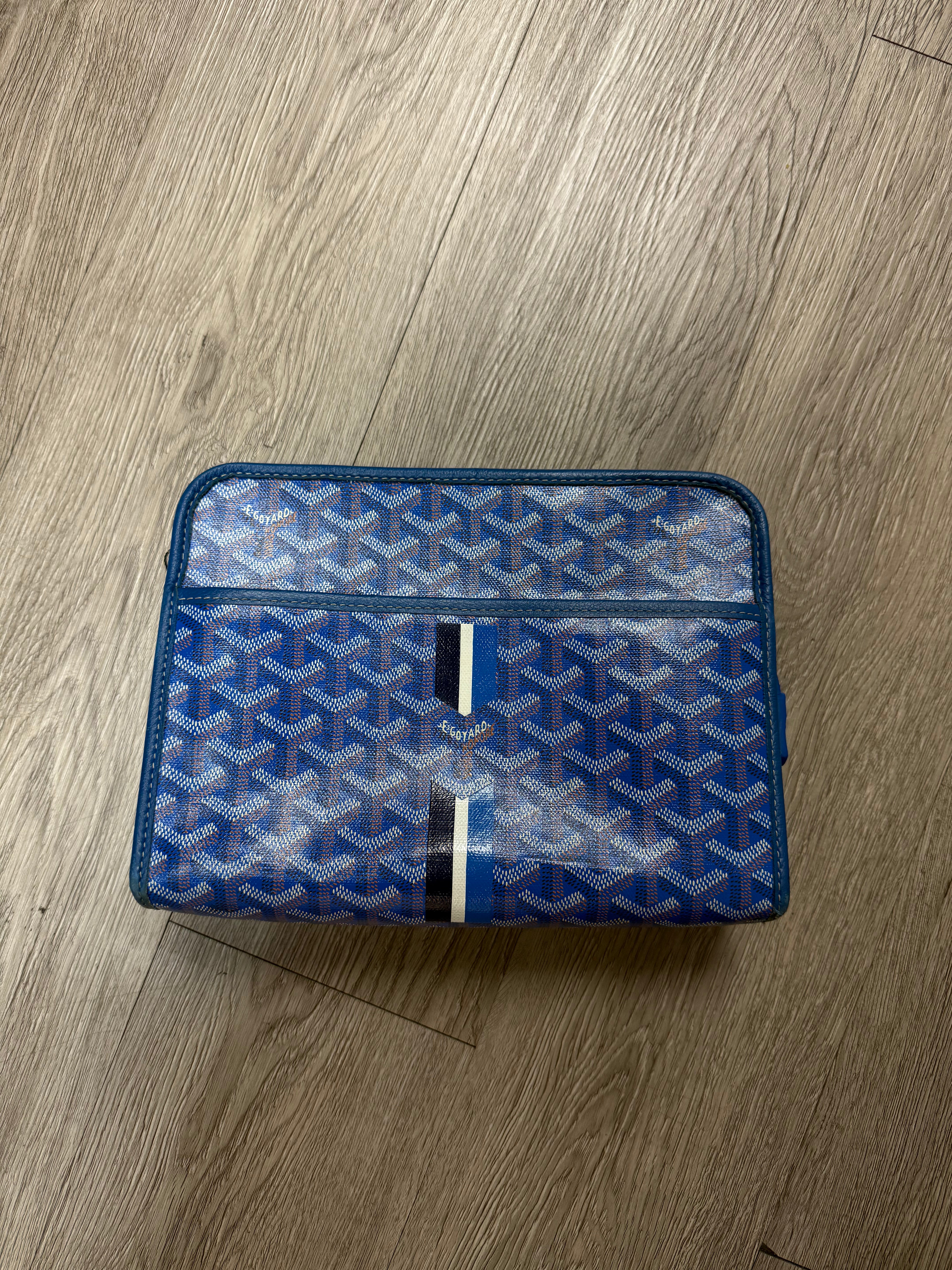 Goyard Jouvench MM Toiletry Blue White Navy Bag