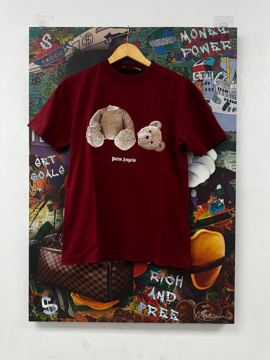 Palm Angels Burgundy Teddy Tee Used XS