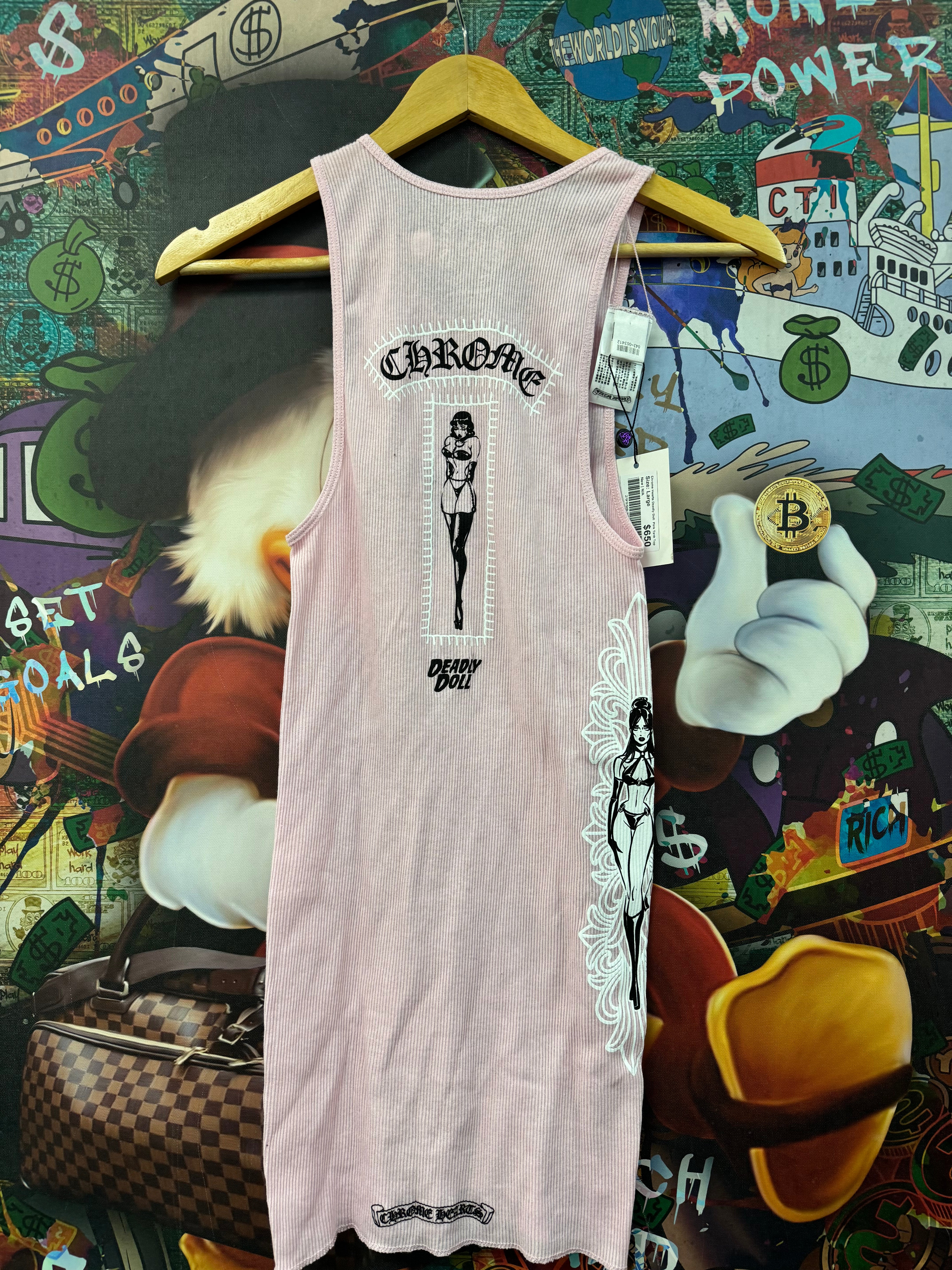 Chrome Hearts Deadly Doll  Pink Tank Top
