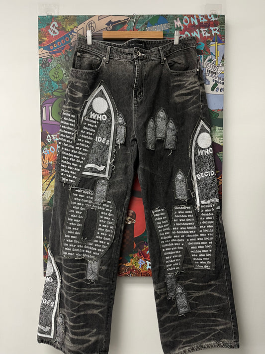 WDW Grey Denim Patch Jeans Used
