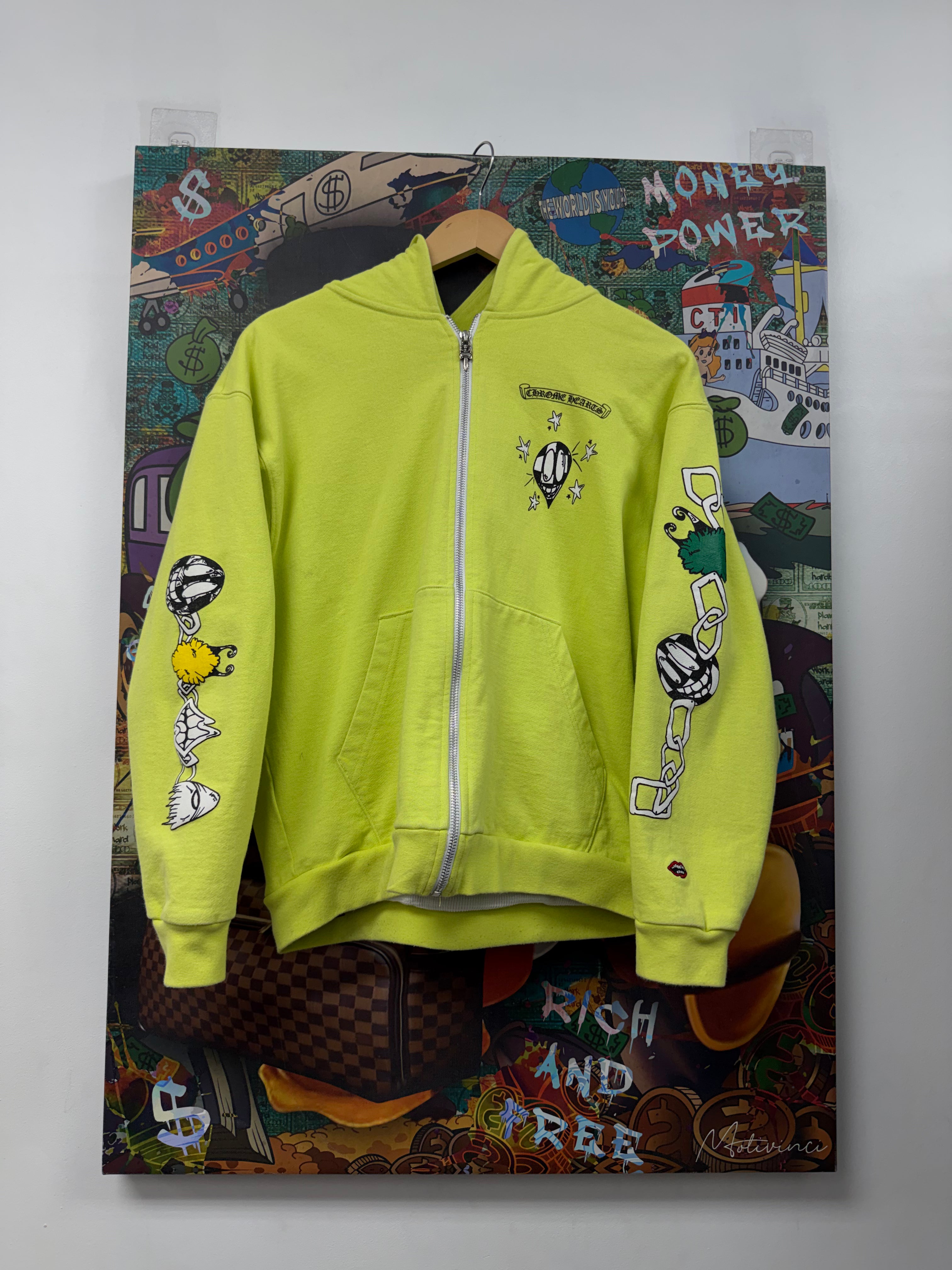 Chrome Hearts Matty Boy Lime Link Thermal Zip Up Hoodie