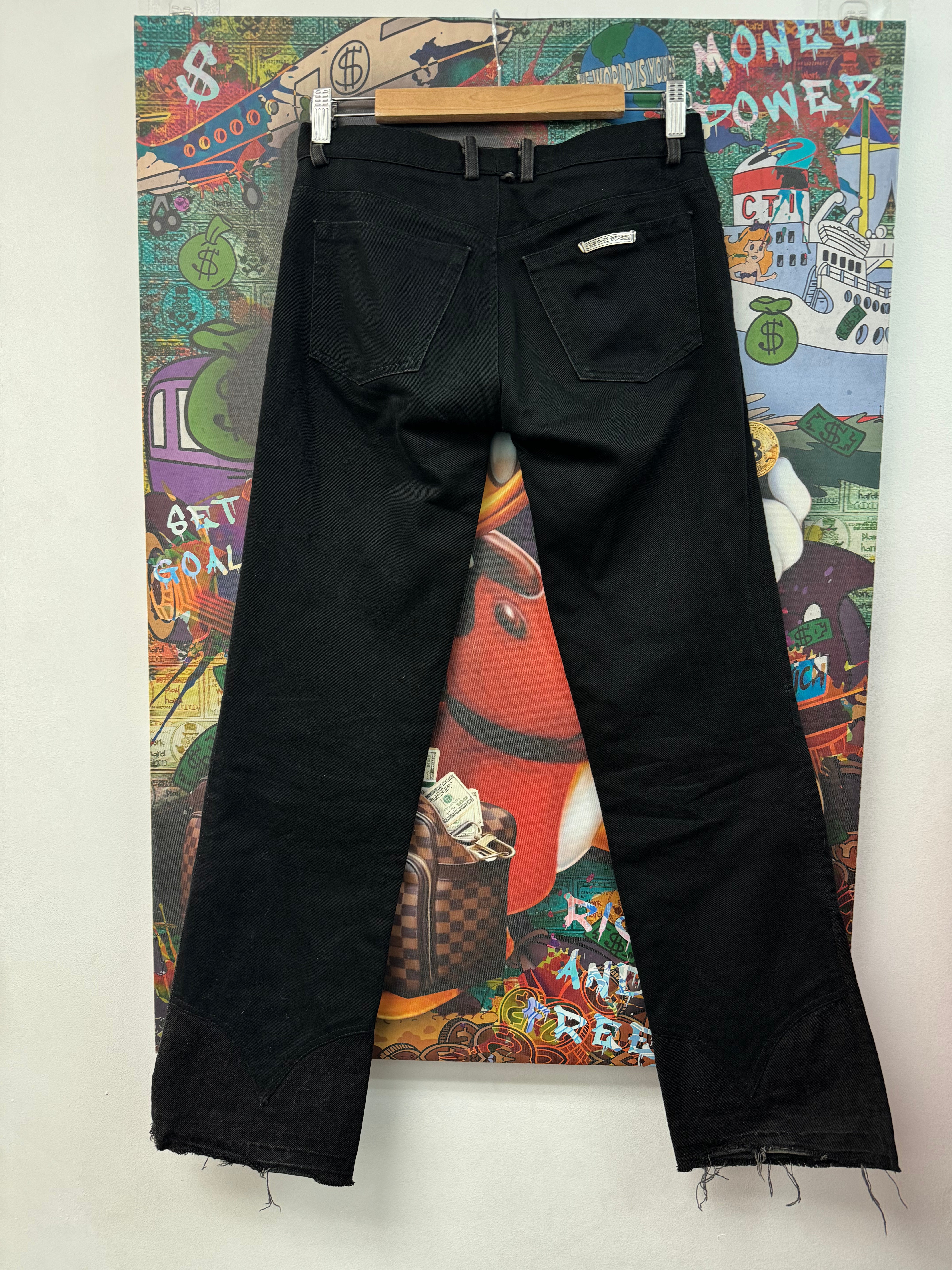 Chrome Hearts Black Fleur Knee Jeans