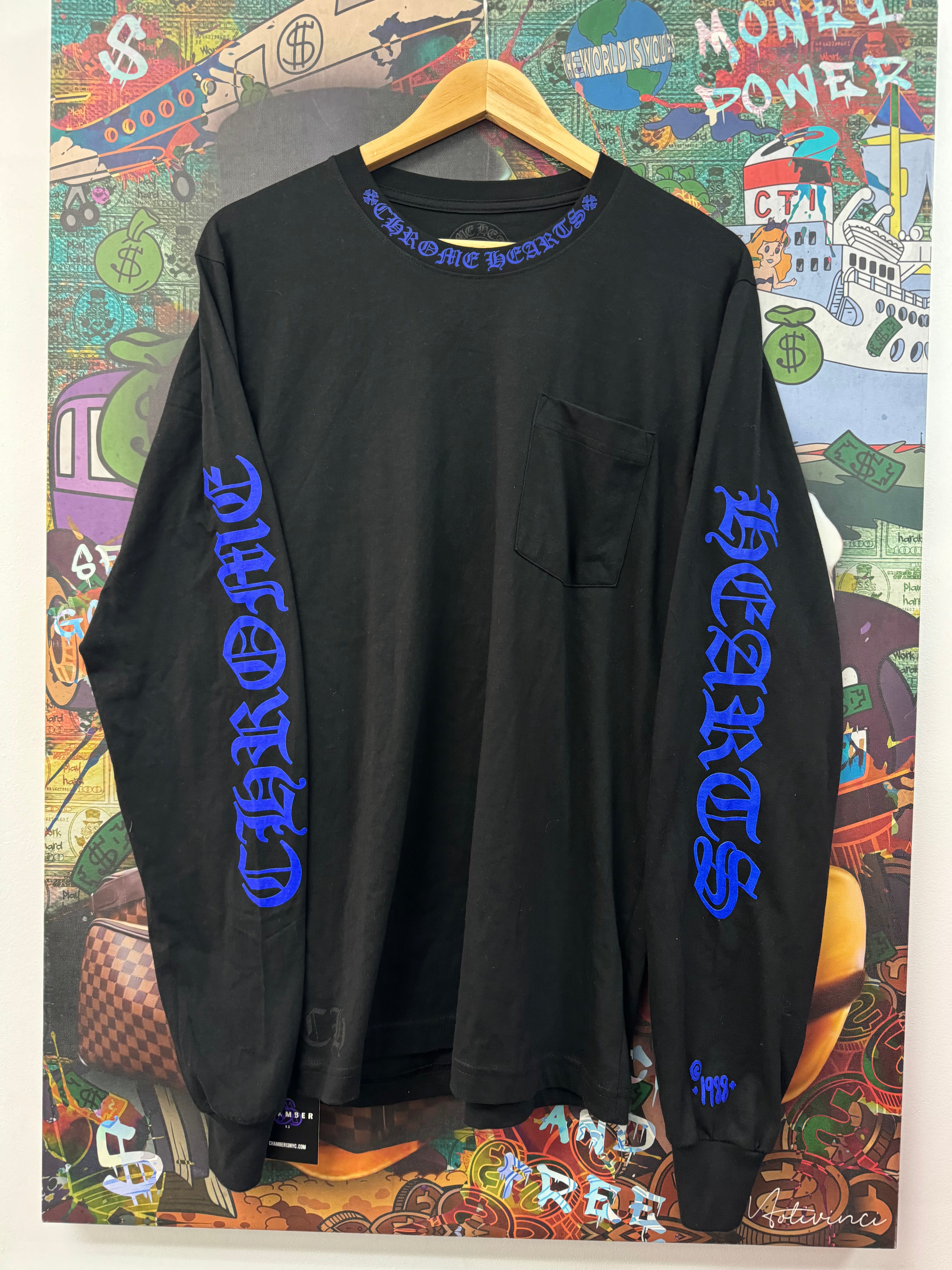 Chrome Hearts Black Blue Neck Logo Long Sleeve
