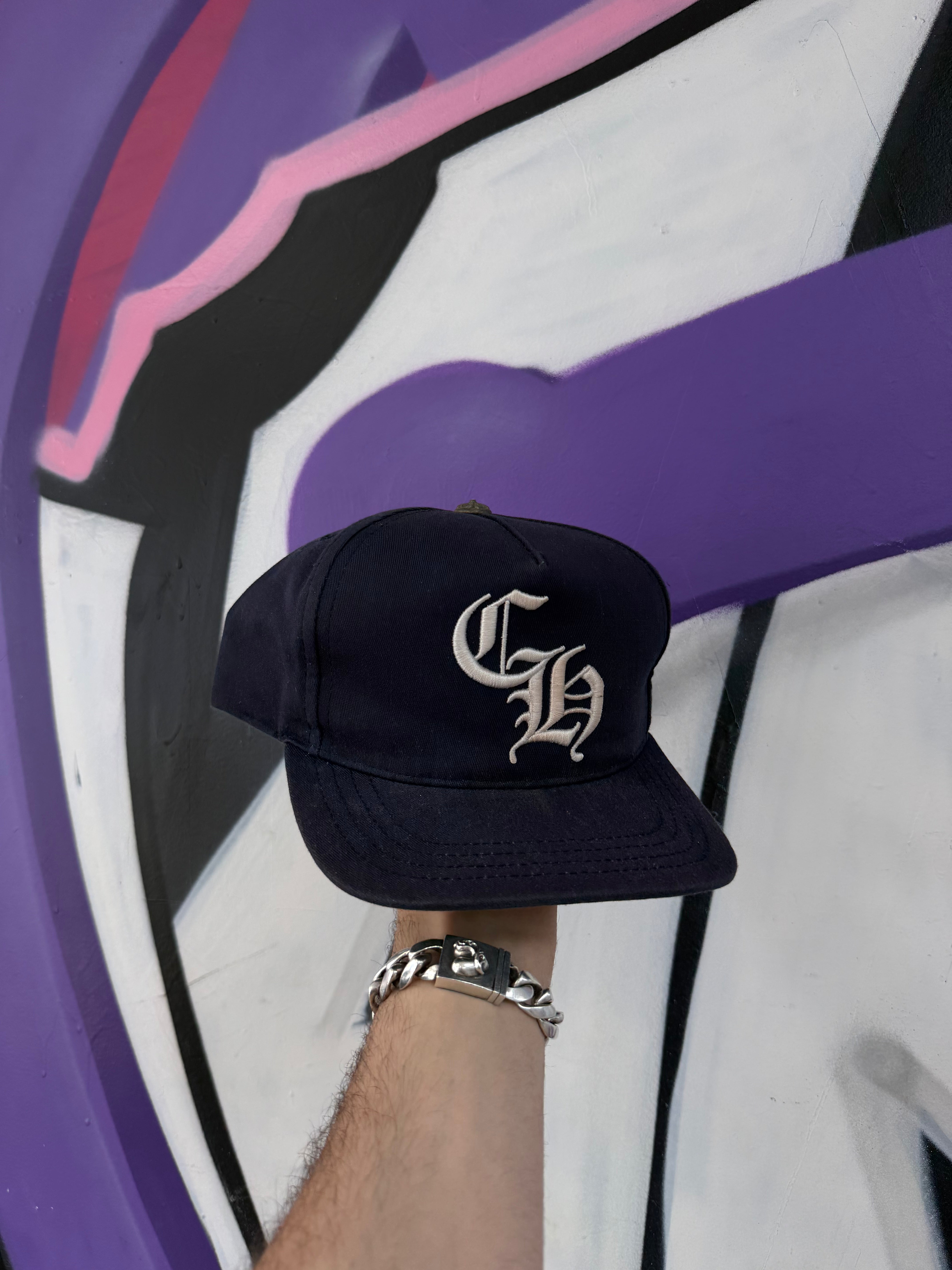 Chrome Hearts Navy White CH Baseball Trucker Cap