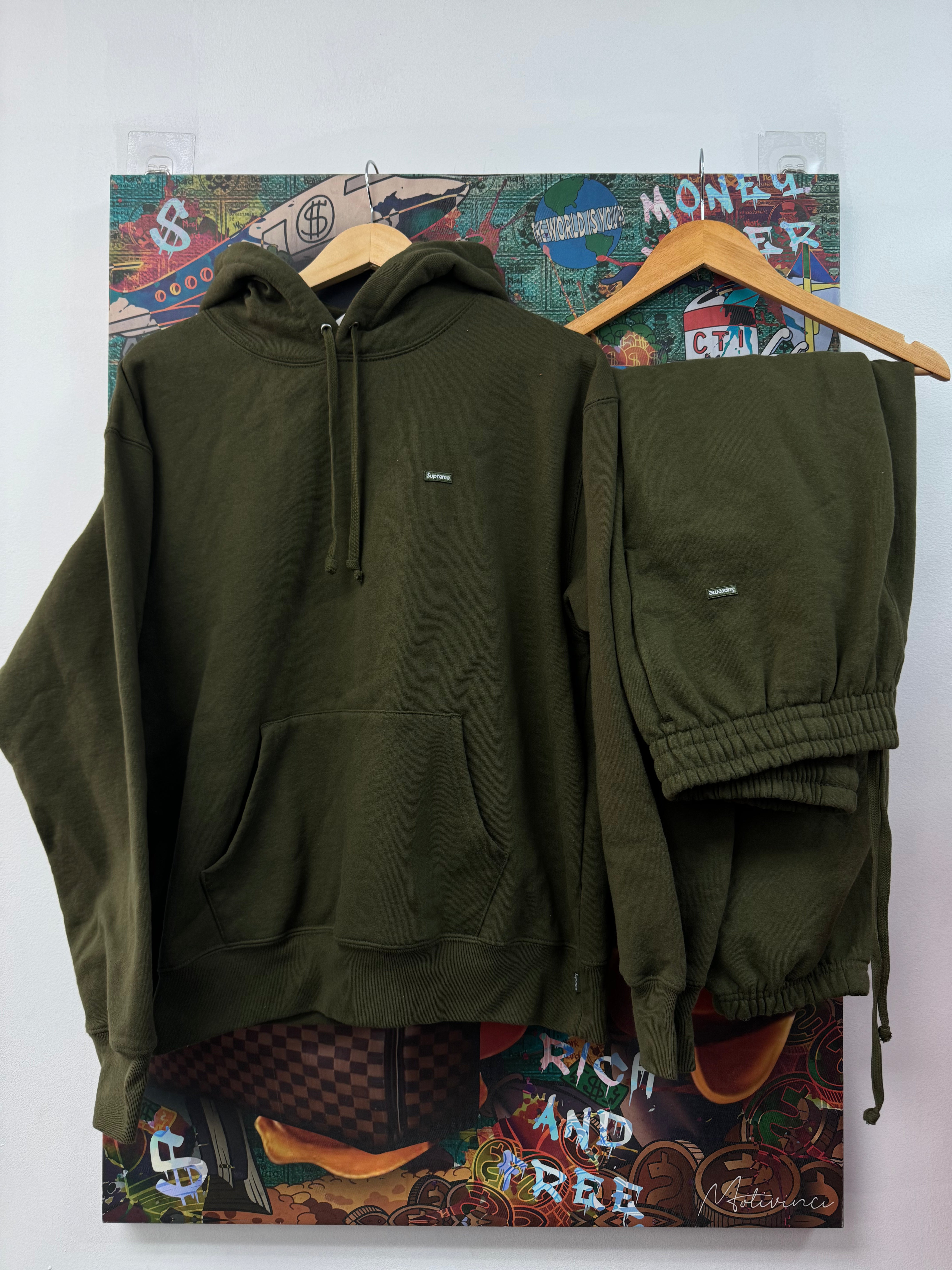 Supreme Olive Small Box Logo Sweatsuit