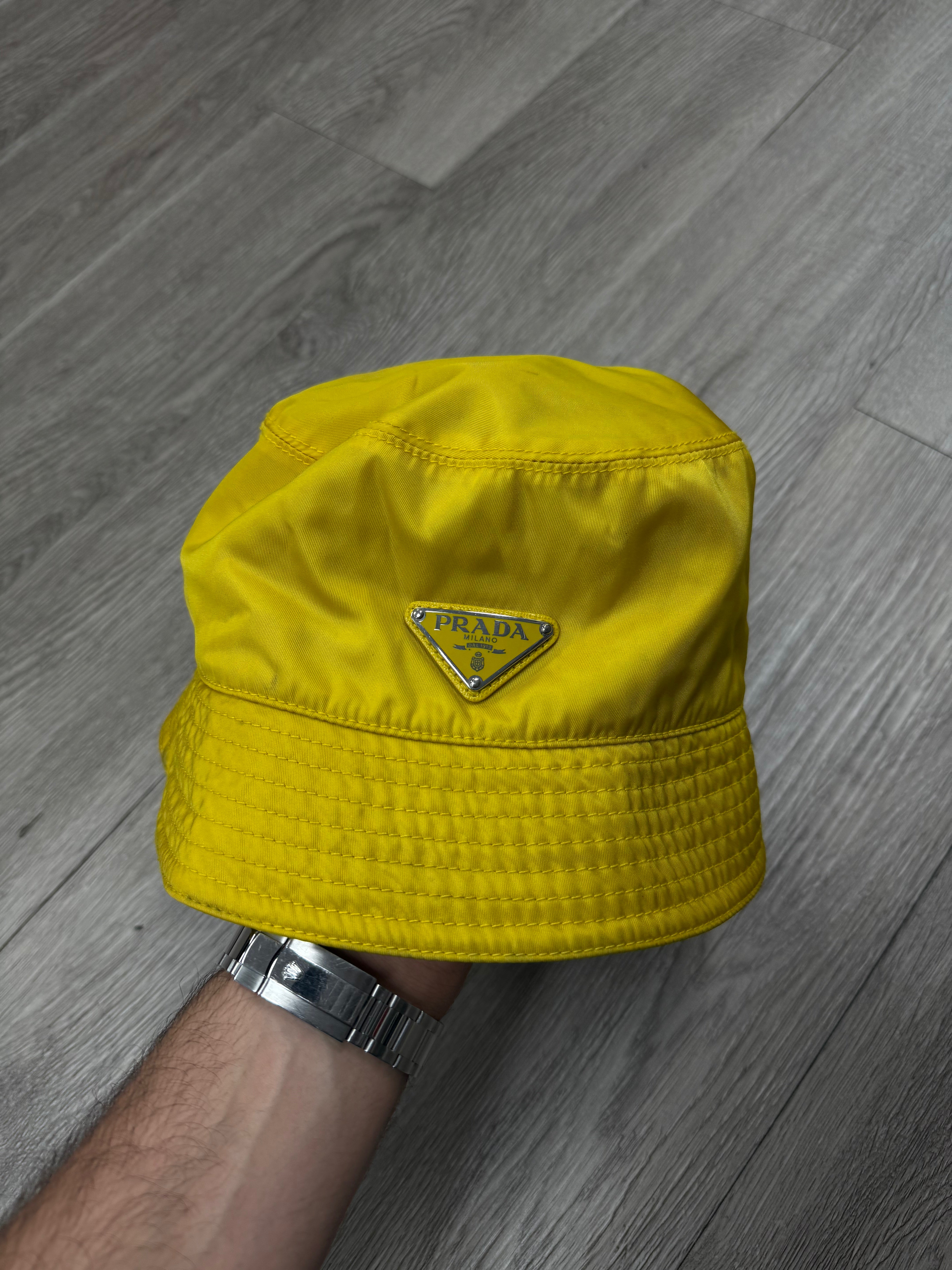 Prada Yellow Nylon Bucket Hat