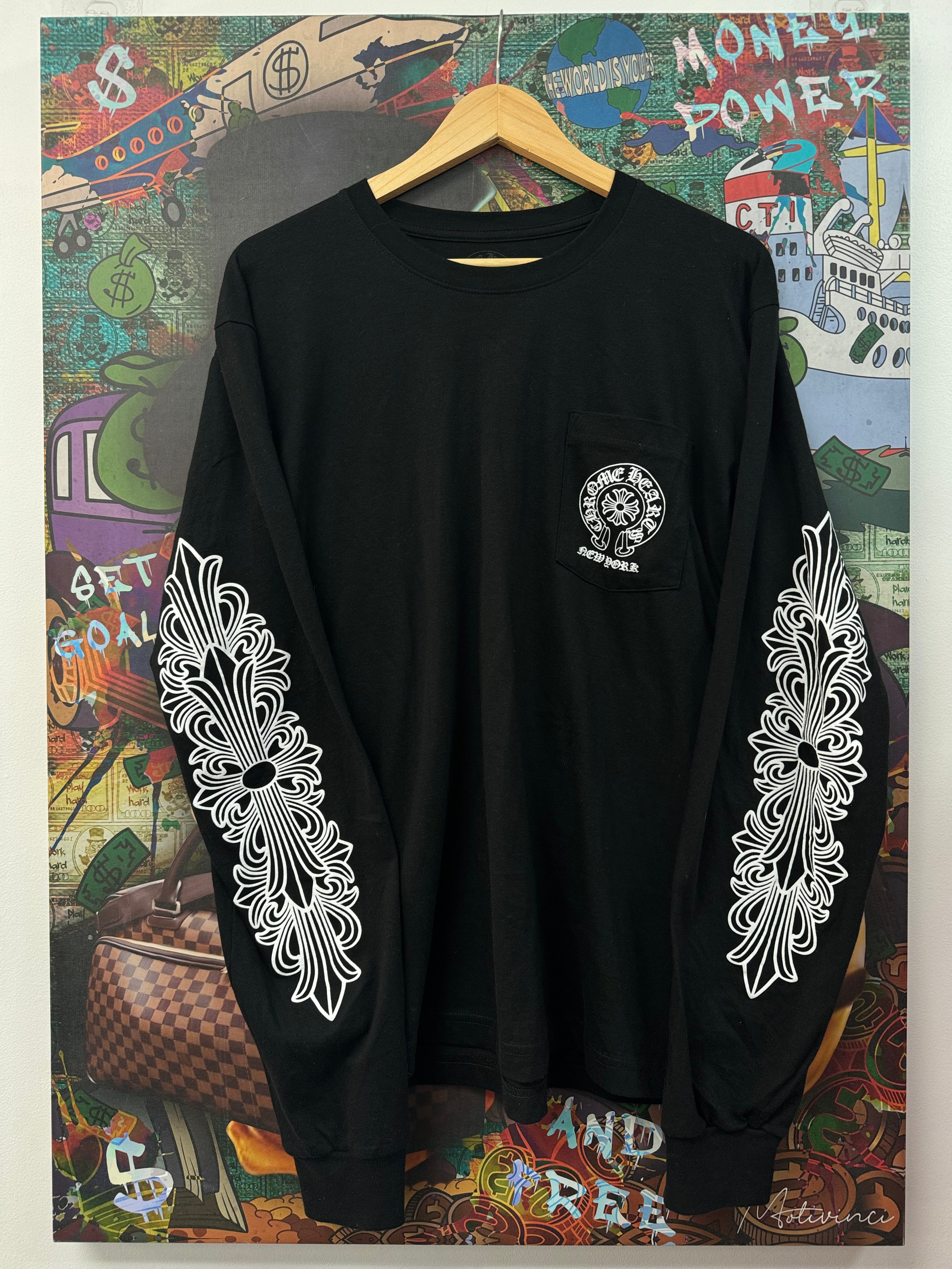 Chrome Hearts Black NY Floral Horseshoe Shirt