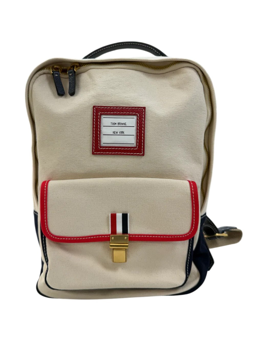 Thom Browne Canvas (S) Beige Backpack