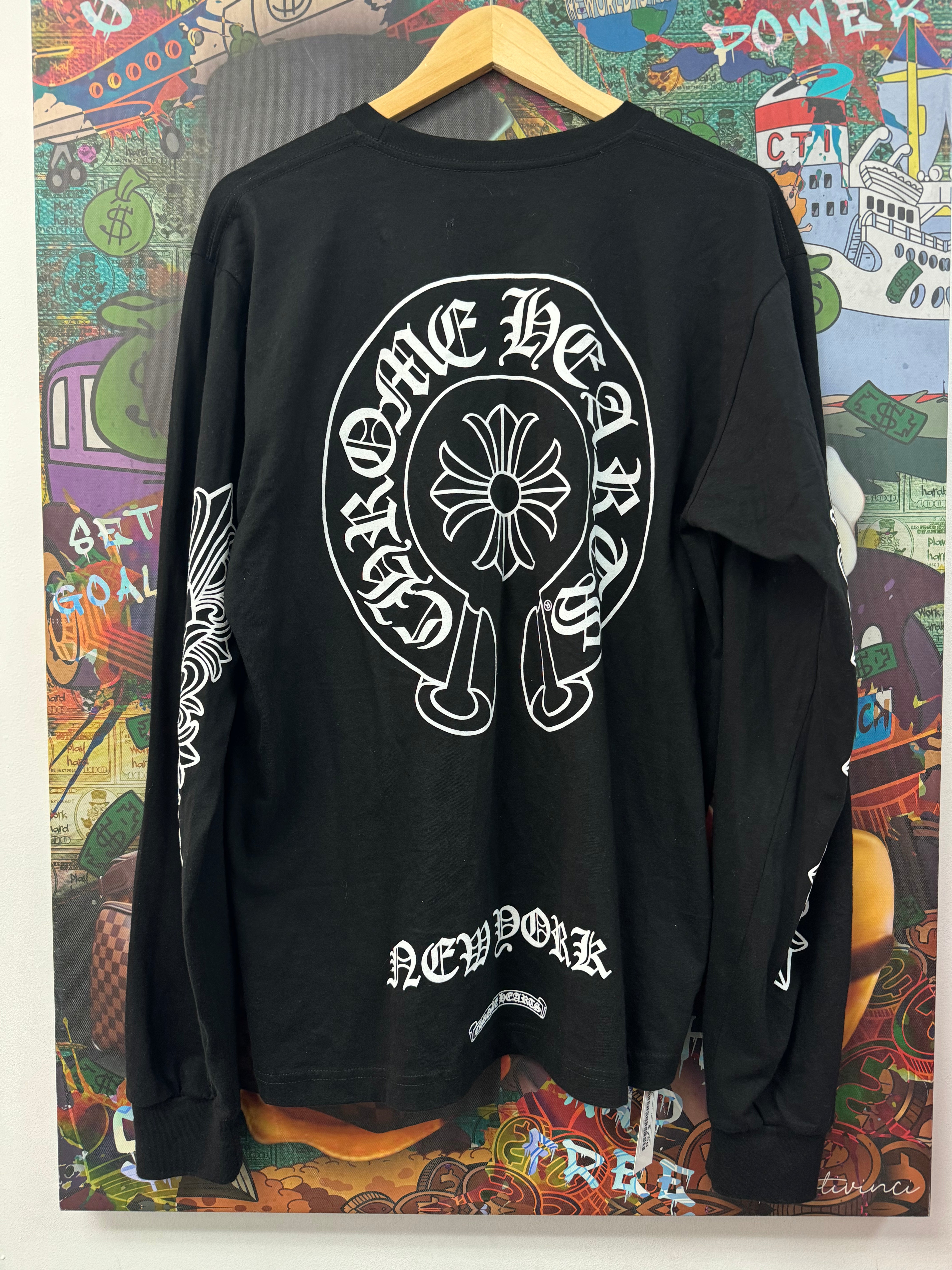 Chrome Hearts Black NY Floral Horseshoe Shirt