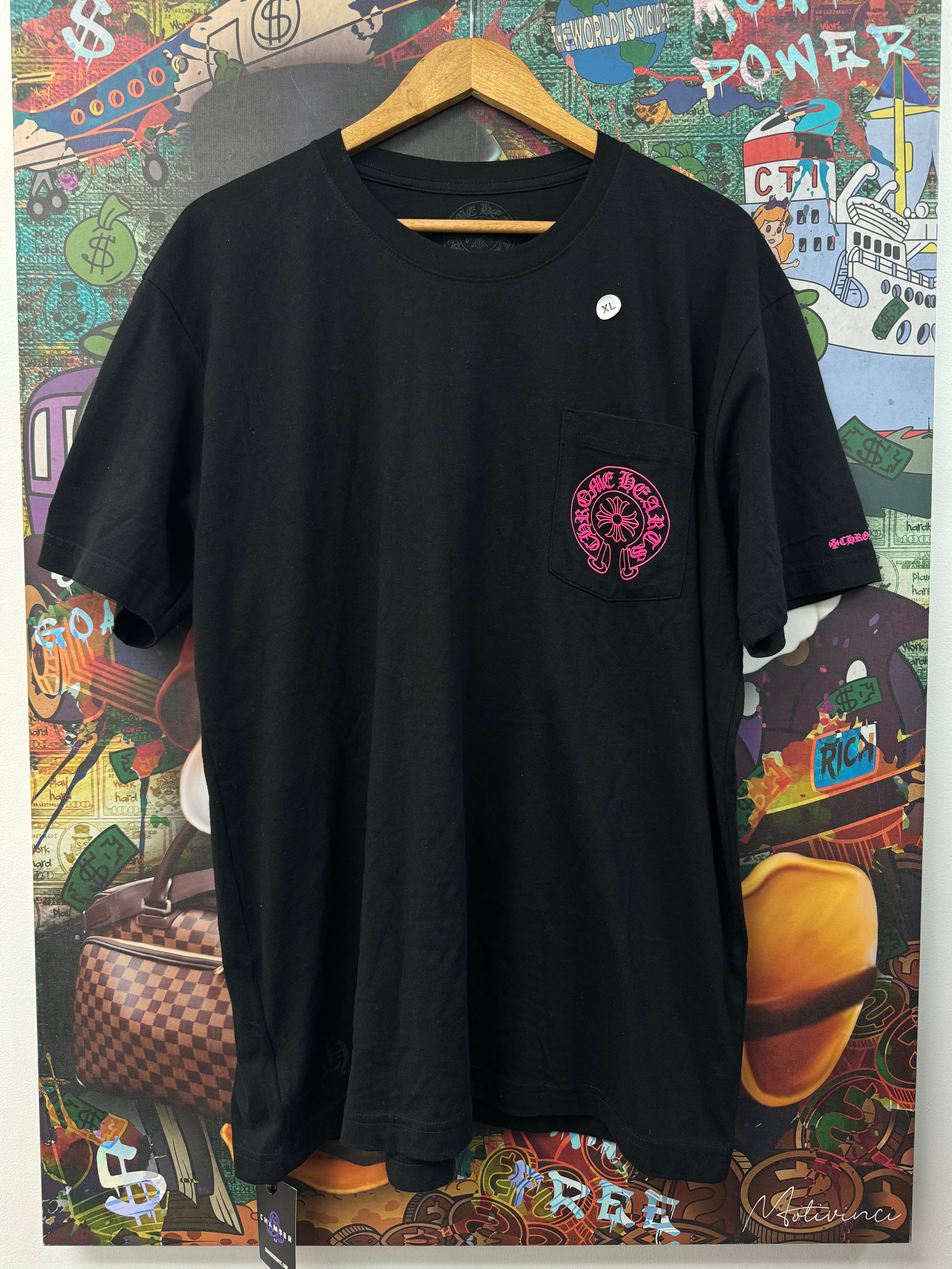 Chrome Hearts Black Pink Horseshoe Tee