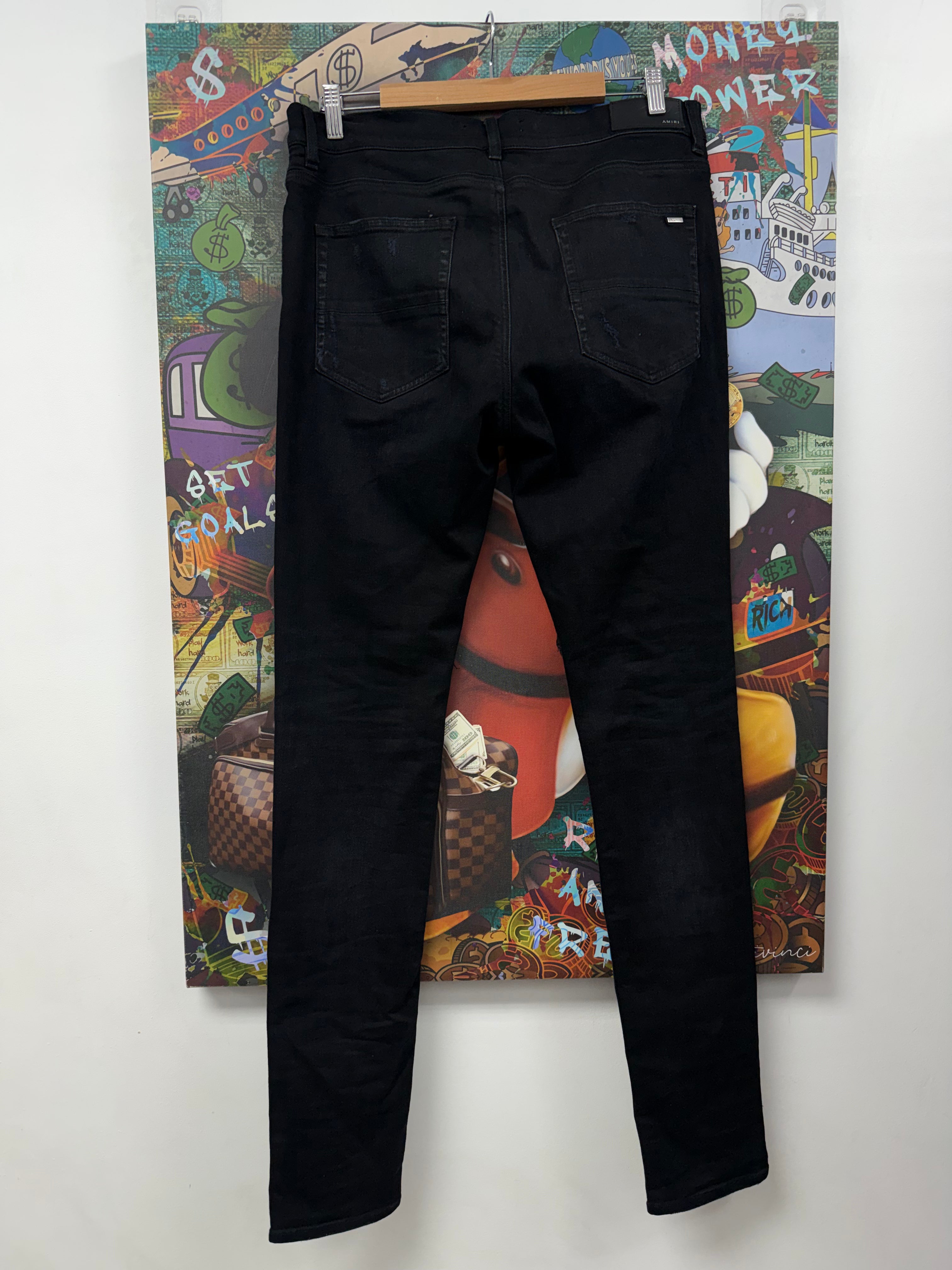 Amiri Black Wash Art Patchwork Jeans