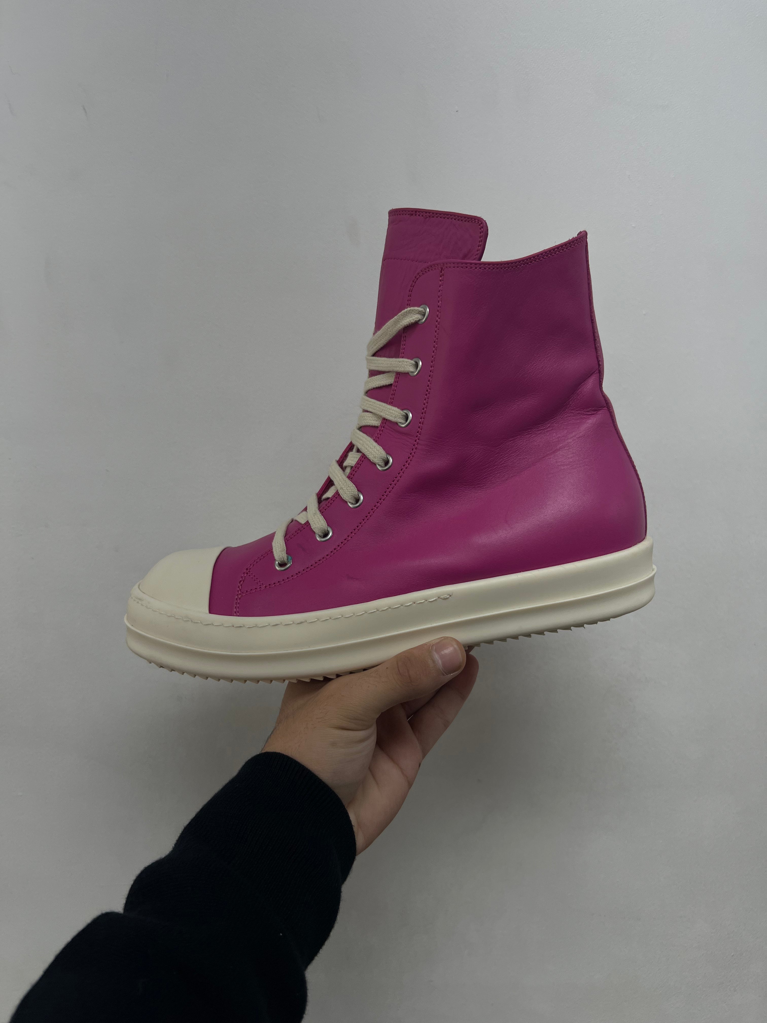 Rick Owens Hot Pink & Milk Ramone High Sneakers