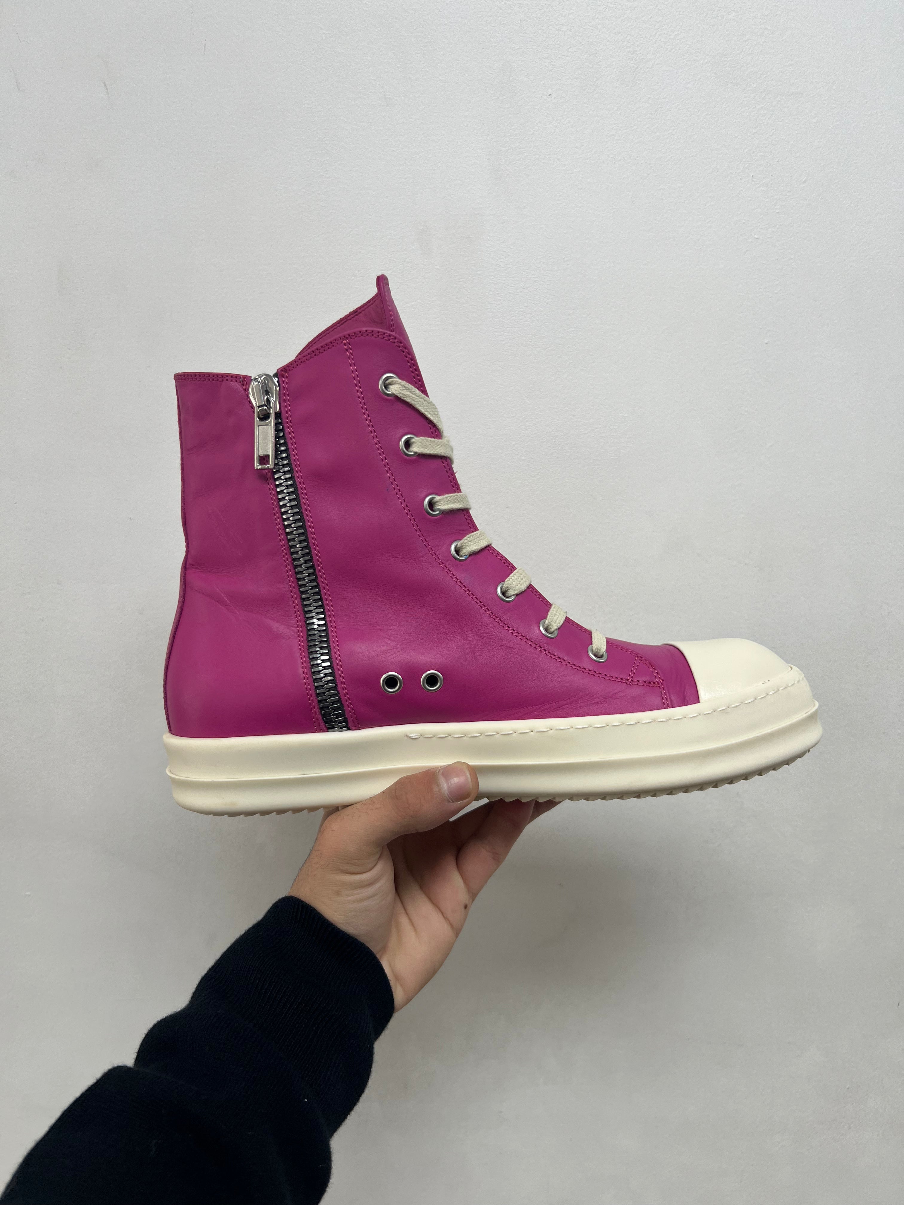 Rick Owens Hot Pink & Milk Ramone High Sneakers