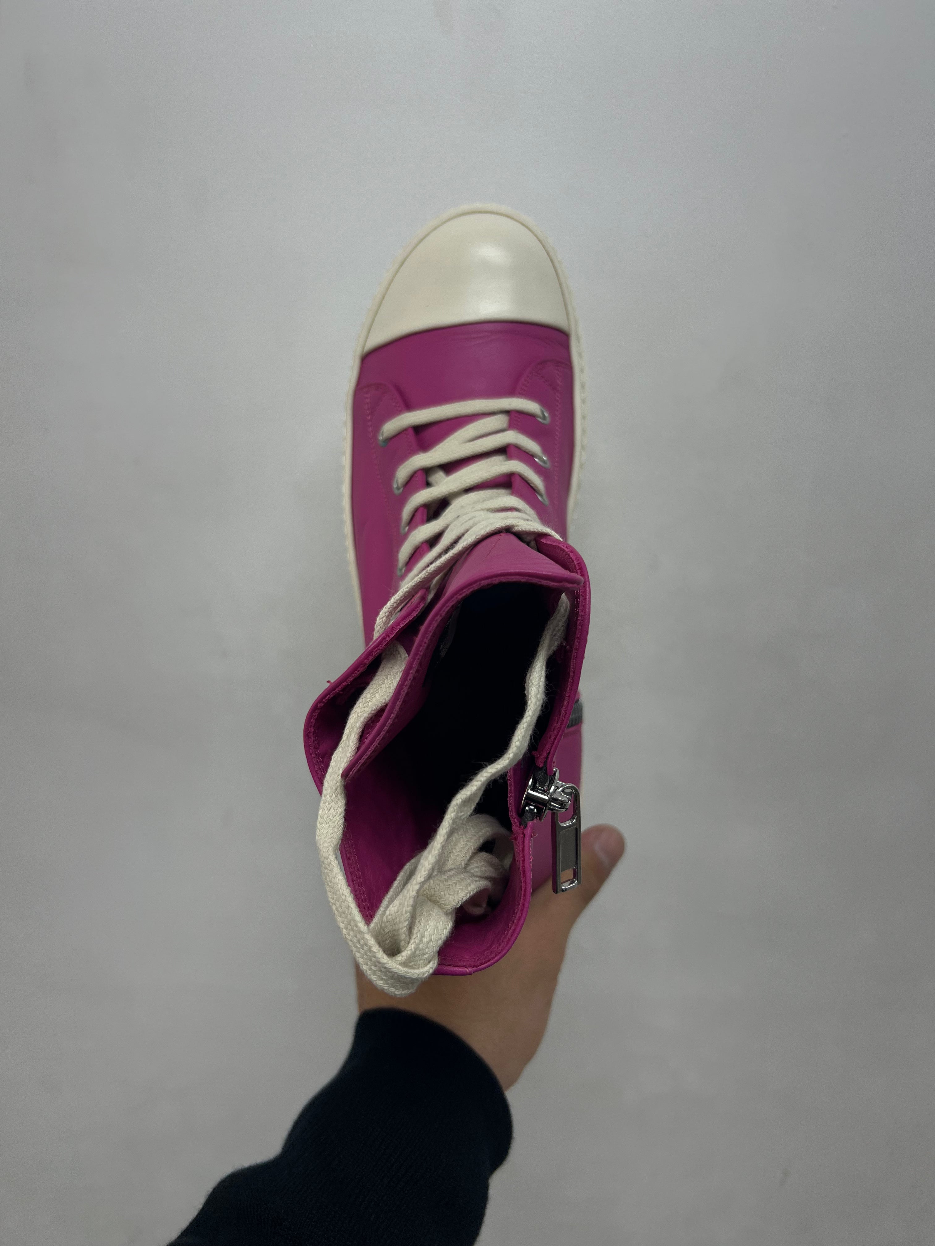 Rick Owens Hot Pink & Milk Ramone High Sneakers