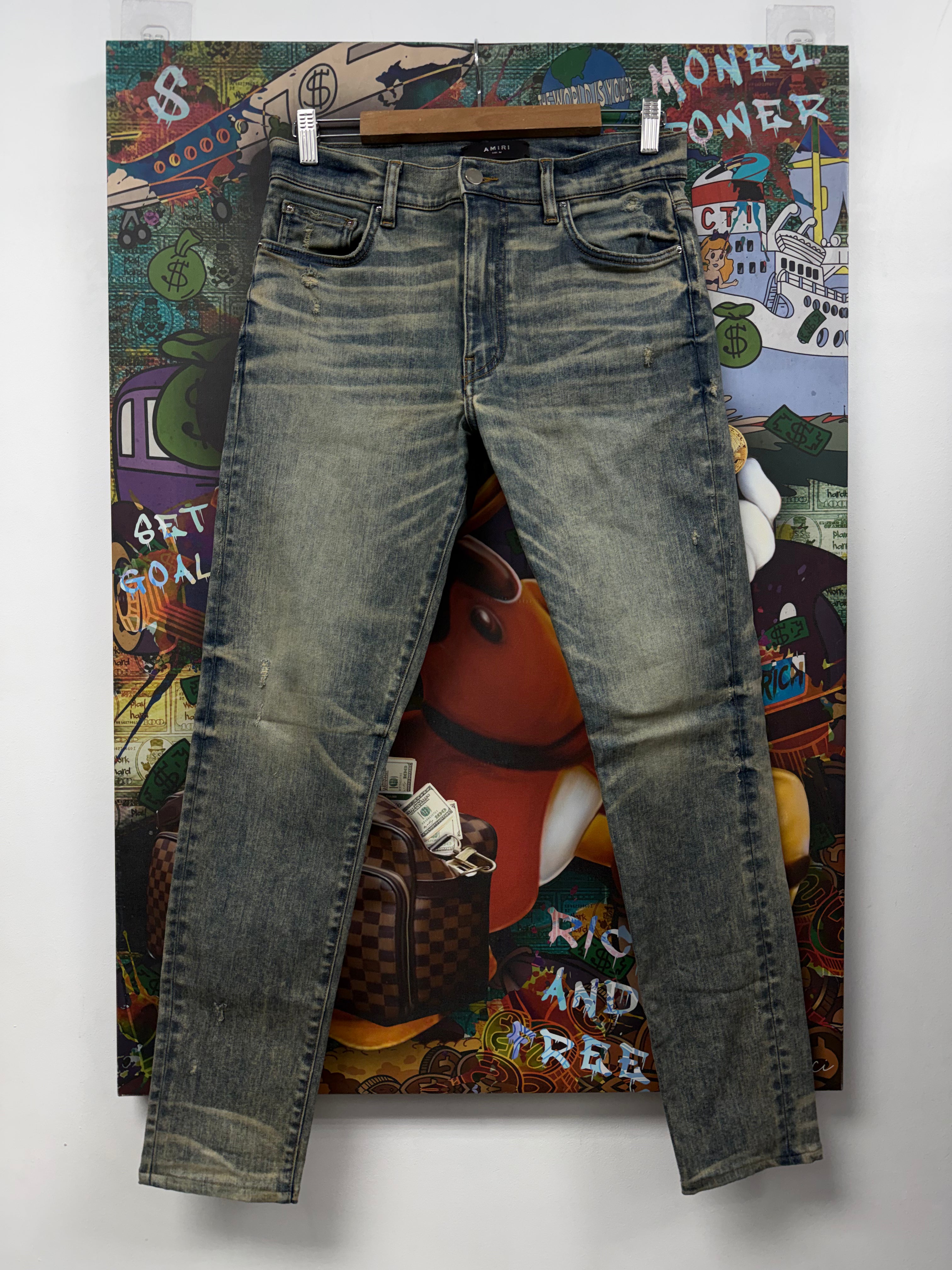 Amiri Aged Wash Stacked (Zipper) Jeans