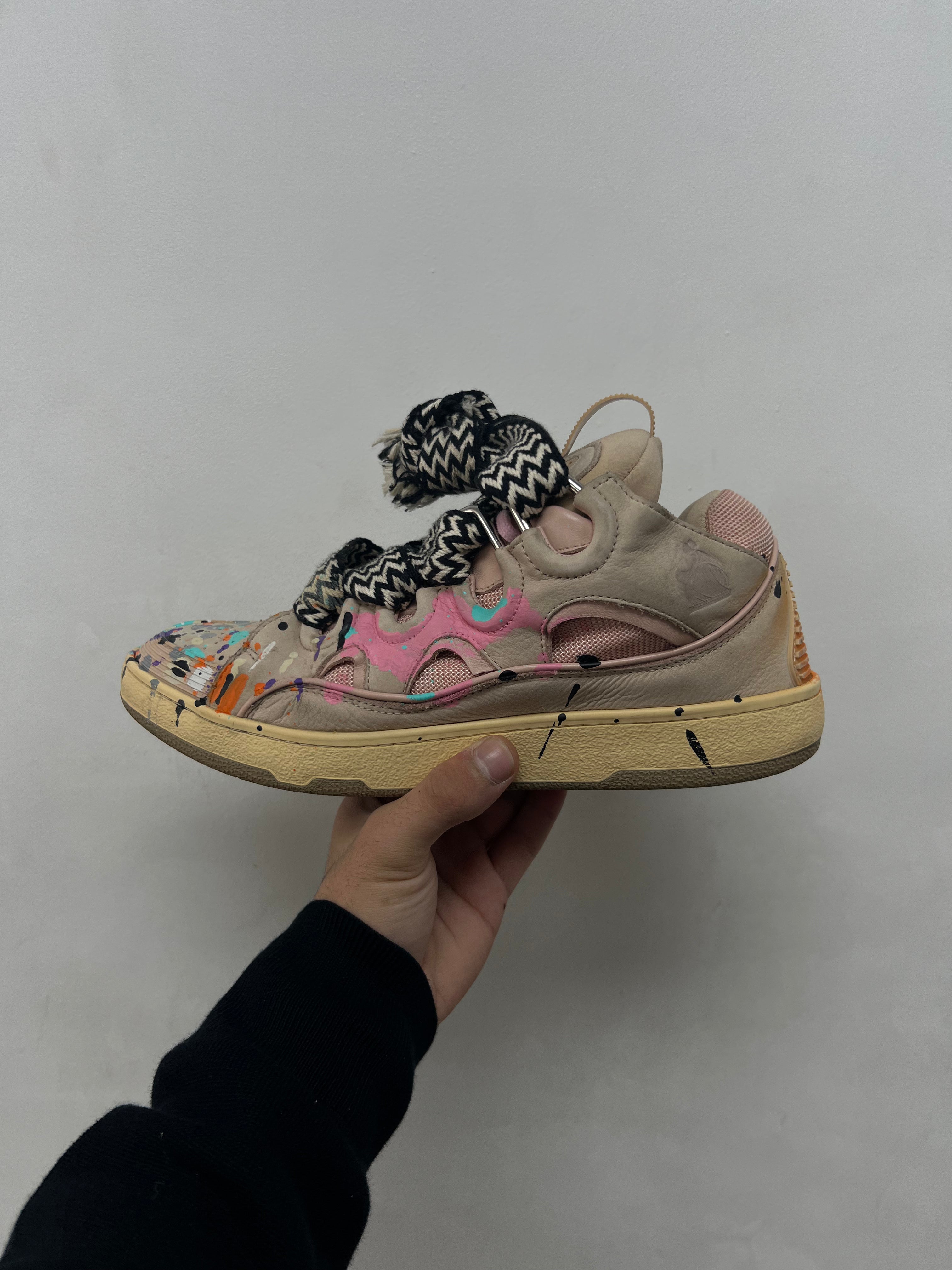 Lanvin Gallery Dept Pink Splatter Curb Sneakers
